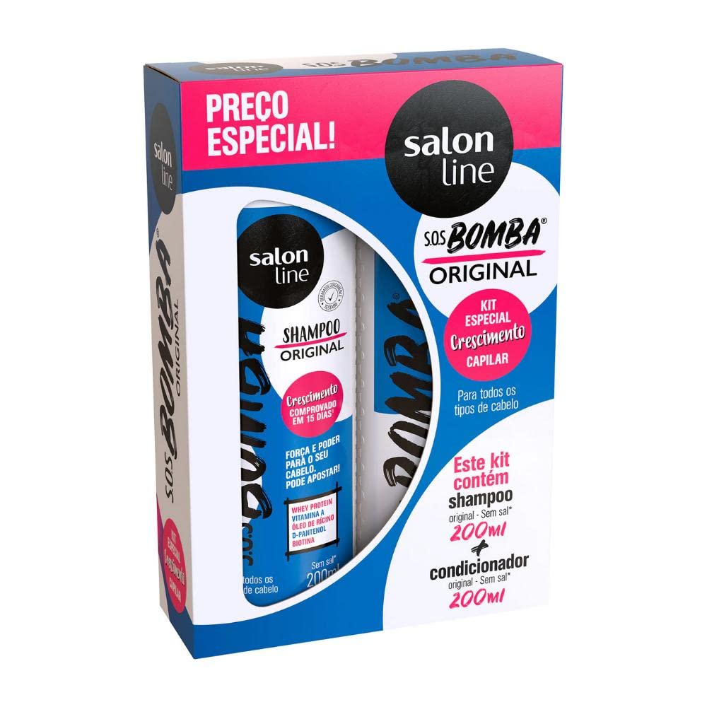 Salon Line Original SOS Bomb Shampoo + Conditioner Kit 200ml - Professional Hair Care for Damaged & Dry Hair - Perfect for Salon & Home Use