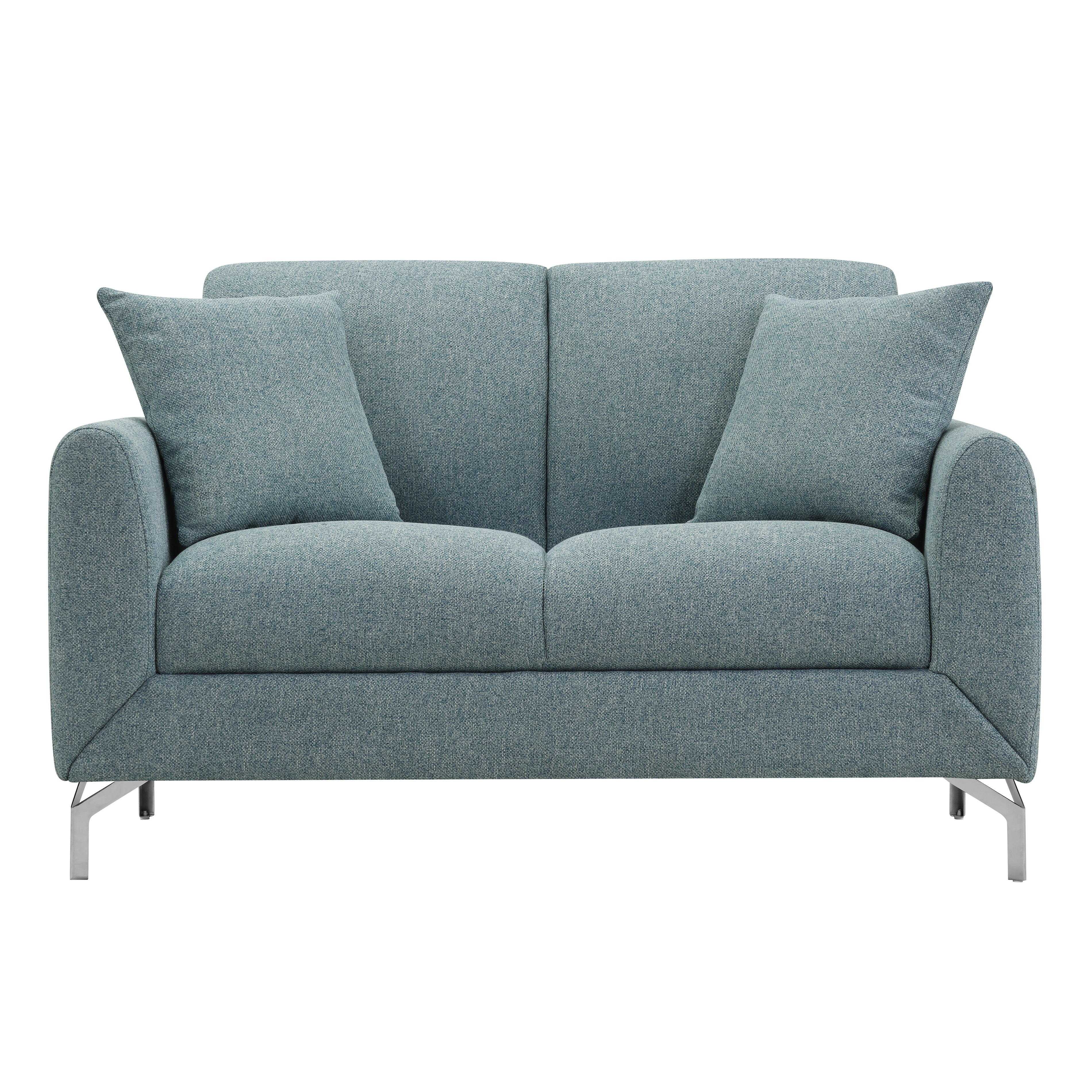 Noreen Contemporary Blue Fabric Rounded Arm Loveseat Sofa - Modern Small Couch for Living Room, Apartment & Office (2-Seater)