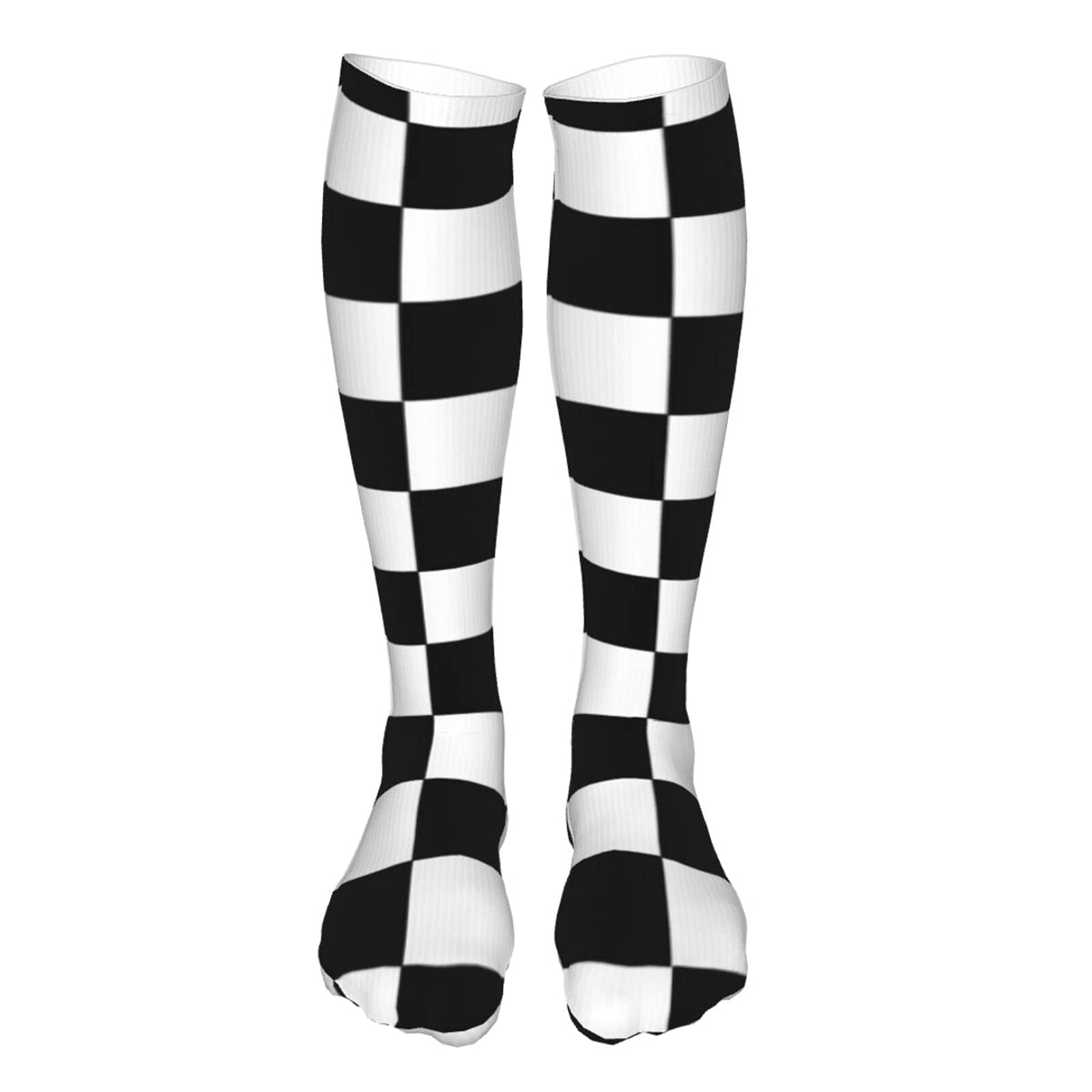 Black and White Checkered Compression Socks for Women & Men - Medical Grade Support for Running, Athletic Performance & Travel - Improve Blood Circulation & Reduce Fatigue