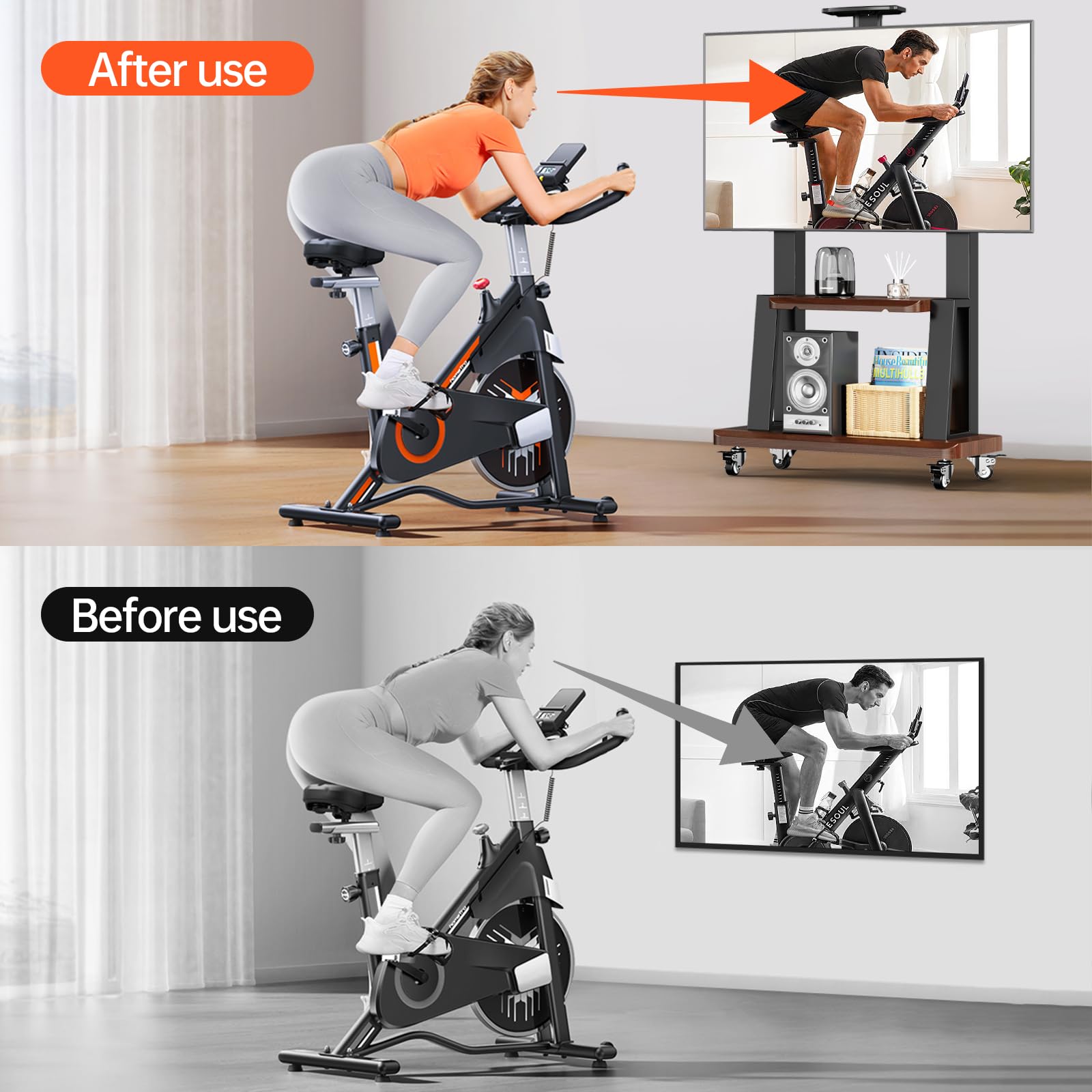 Heavy-Duty Mobile TV Stand Cart with Wheels for 32-75 Inch Flat/Curved LED/LCD/OLED Screens - Adjustable Height Floor TV Stand with Shelf, Supports up to 180lbs & Max VESA 600x400mm (Black) | Perfect for Living Room, Bedroom, Office or Commercial Use