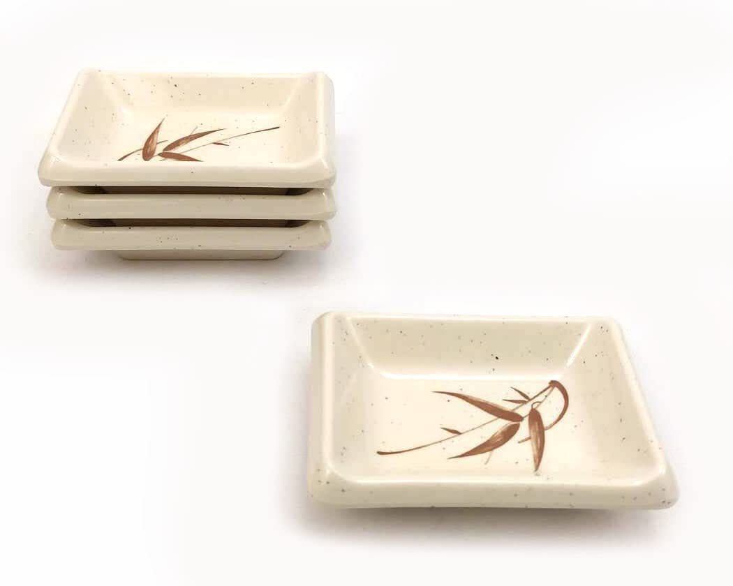 JapanBargain 2401 - Set of 4 Beige Reed Soy Sauce Dishes, Dipping Bowls for Sushi, Dumplings & Asian Cuisine | Perfect for Restaurants, Home Dining & Party Serving