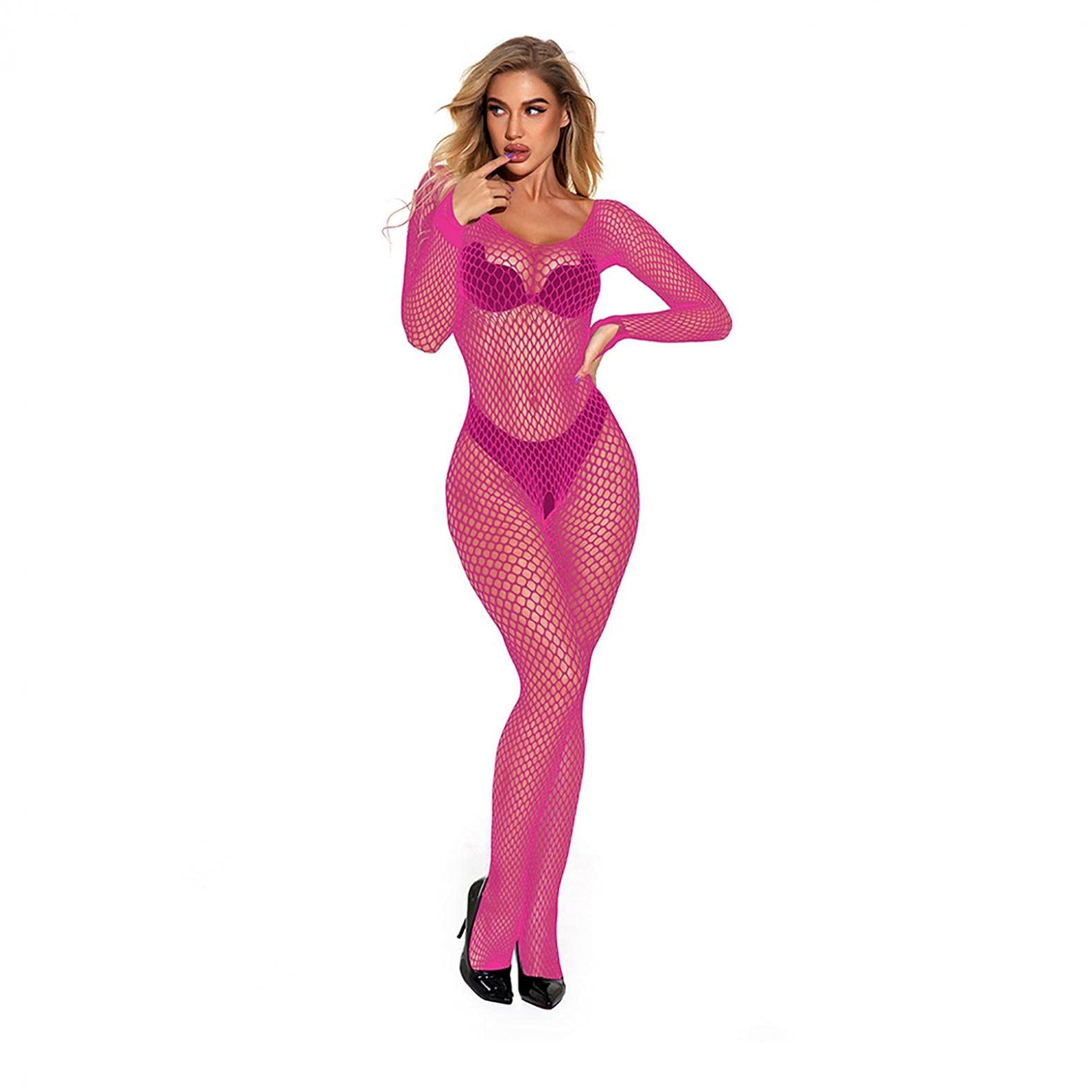 Sexy Lingerie Set for Women - Fishnet Bodystocking, Mesh Teddy Babydoll & Chemise - Naughty Lingerie for Romantic Nights, Boudoir Photos & Special Occasions