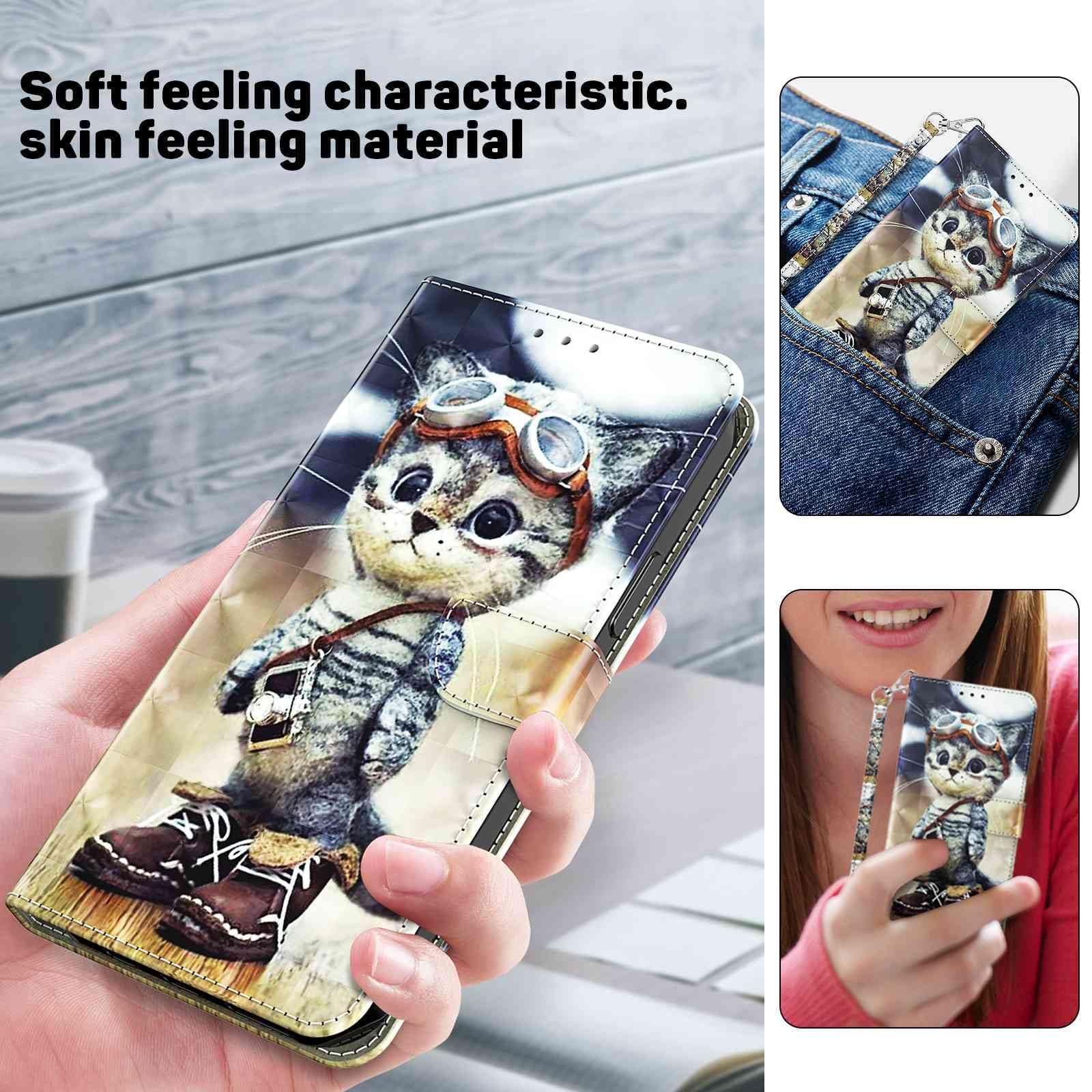 Premium 3D PU Leather Wallet Flip Case for Samsung Galaxy A15 - Shockproof Magnetic Protective Cover with Card Slots & Kickstand (Naughty Cat Design) - Perfect for Work, Travel, and Everyday Use