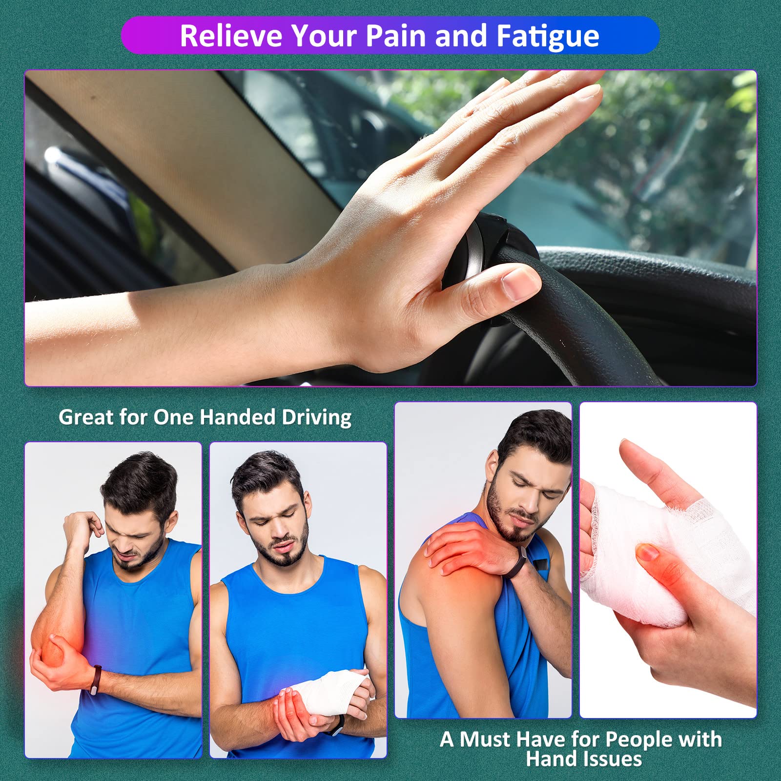 360° Rotating Steering Wheel Spinner Knob - 2 Pack with Silicone Grip & Metal Bearings for Easy Driving - Perfect for Cars, Trucks, Boats & Heavy Equipment - Enhance Maneuverability in Tight Spaces & Parking