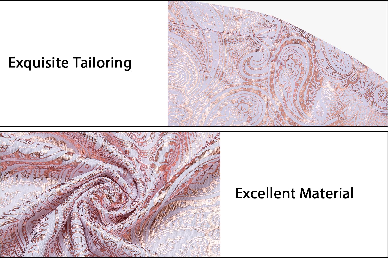 Luxury Men's Paisley Dress Shirt - Premium Printed Long Sleeve Button Down Shirt for Wedding, Prom & Formal Events | Breathable Regular Fit Shiny Business Shirt for Office, Party & Special Occasions