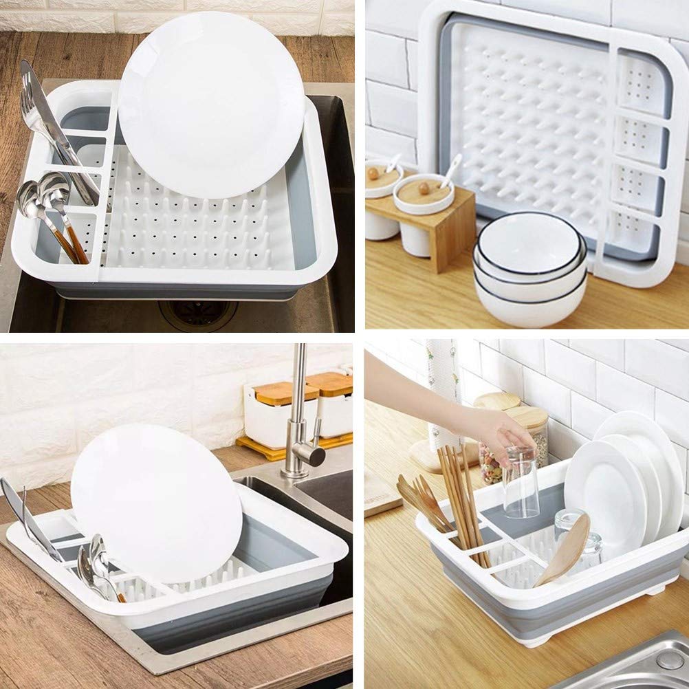 Foldable Dish Drying Rack - Space Saving Kitchen Organizer for Dishes, Cups & Utensils | Perfect for RV, Camping & Small Apartments | Durable Countertop Storage Solution