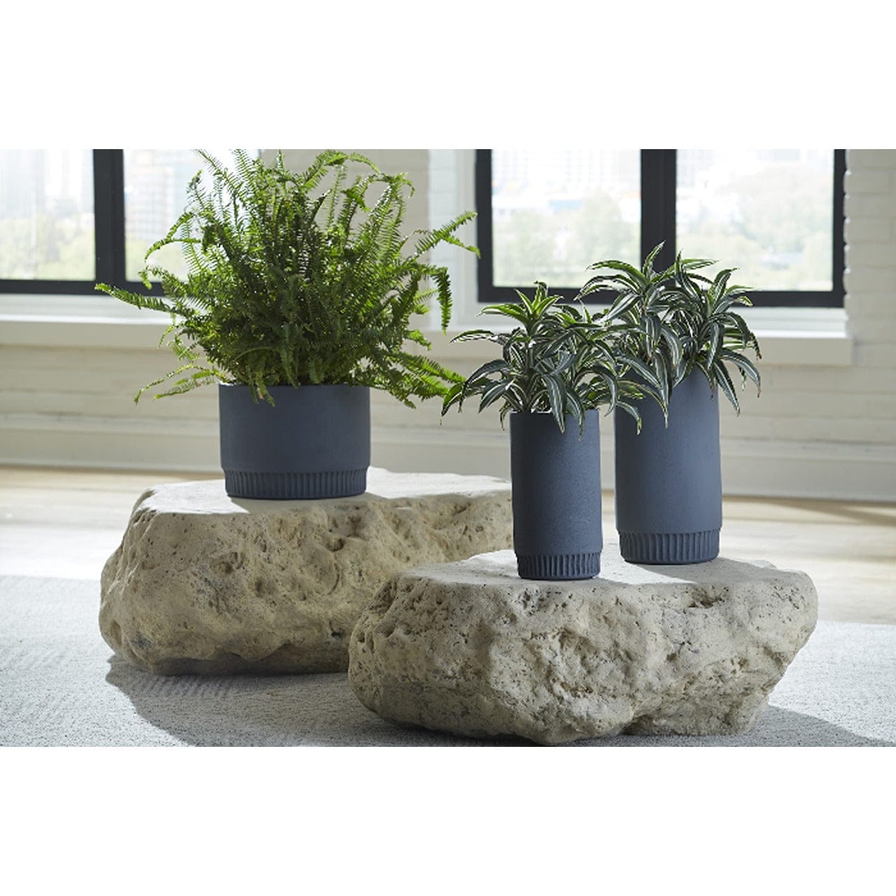 Boulder Large Roman Stone Coffee Table - Modern Living Room Centerpiece for Home Decor