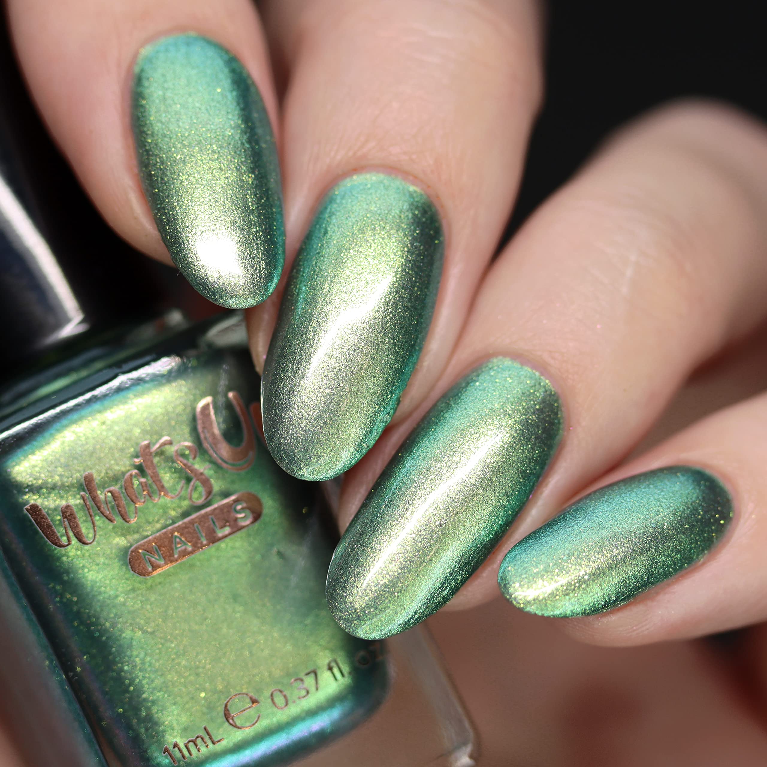 Whats Up Nails Peridot Green Duochrome Nail Polish - Vegan, Cruelty-Free, 21-Free Formula, Made in USA | Perfect for Spring Nails, St. Patrick's Day, and Holiday Manicures