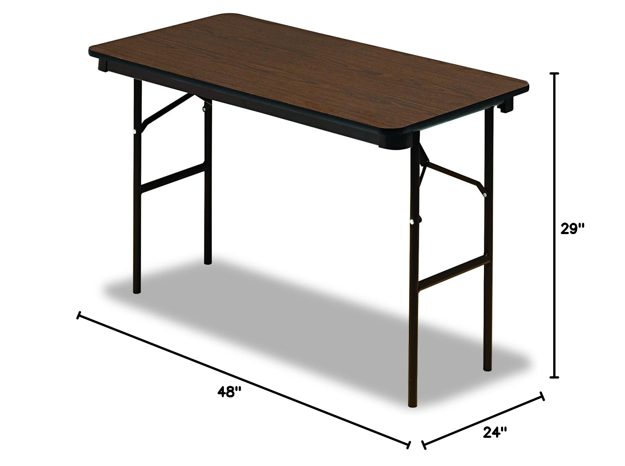 Iceberg OfficeWorks Classic Walnut Wood Laminate Folding Table with Brown Steel Legs - 24