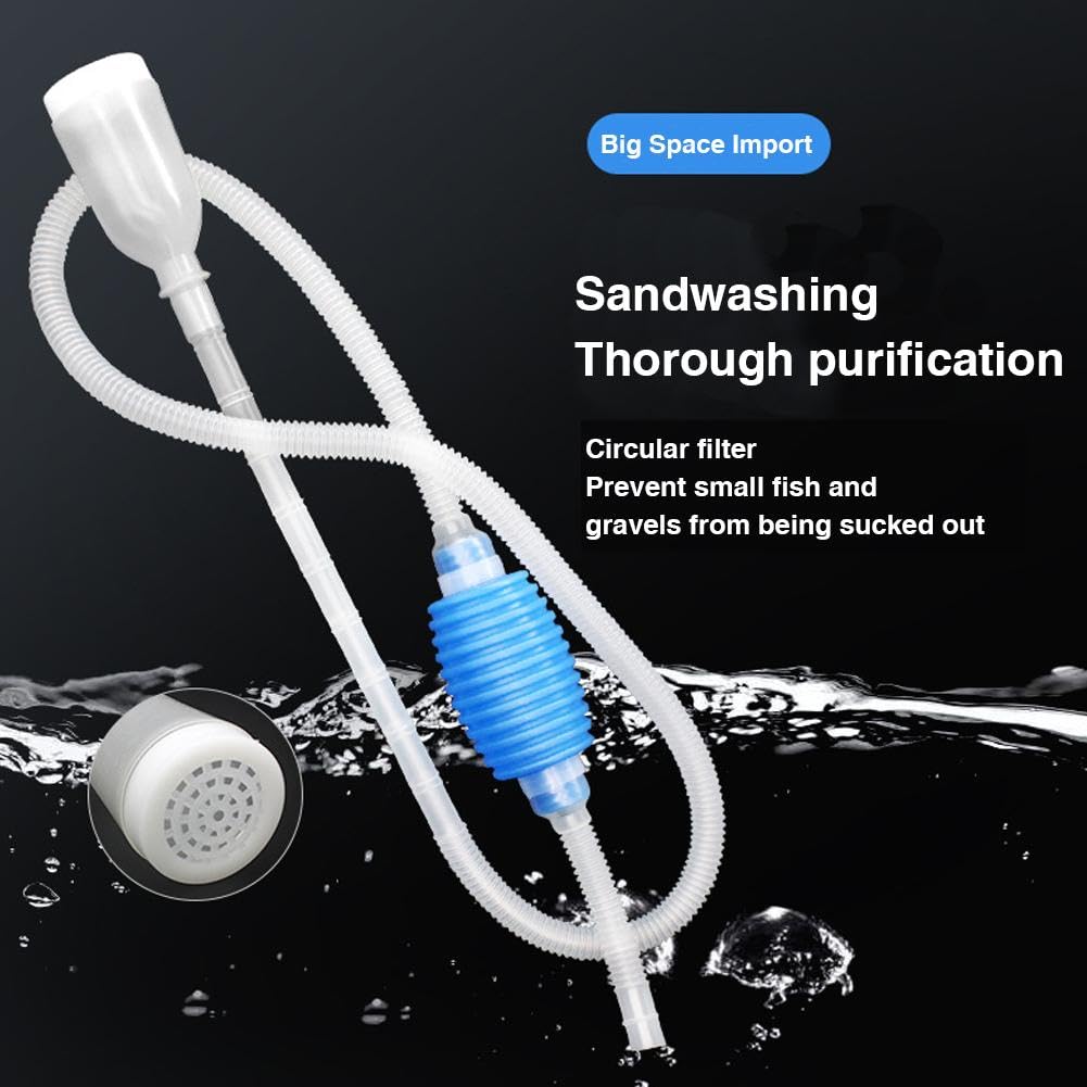 **Aquarium Gravel Cleaner - Fish Tank Vacuum Pump with Siphon Hose for Quick Water & Sand Removal - Essential Aquarium Cleaning Kit for Easy Tank Maintenance - Perfect for Freshwater & Saltwater Fish Tanks**    *(Use Case: Ideal for routine aquarium maintenance, water changes, and substrate cleaning in home or office fish tanks.)*
