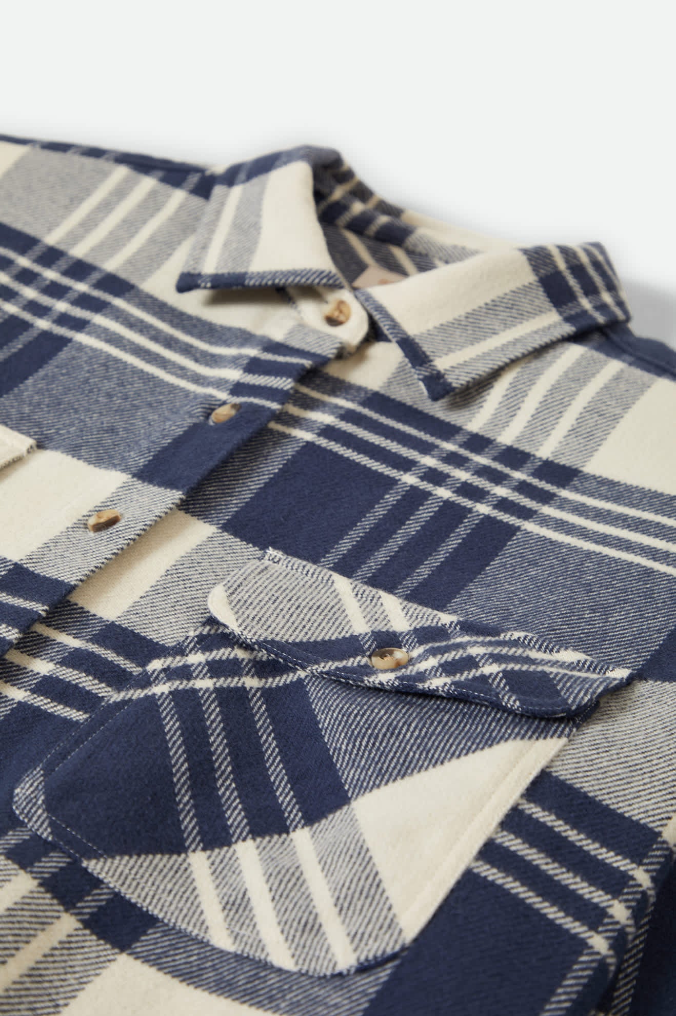 Bowery Women's Classic Long Sleeve Flannel Shirt - Azure Blue & Whitecap Plaid - Cozy Fall & Winter Outfit Essential for Casual Wear & Layering