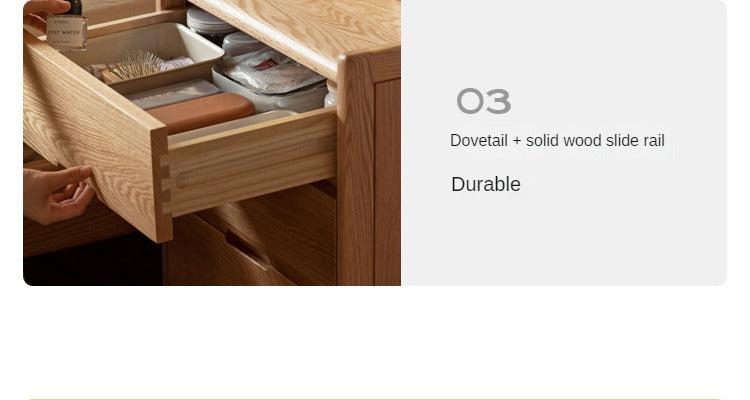 Solid Oak Wood Nightstand - Modern Nordic Style Bedside Table for Bedroom, Living Room, or Office