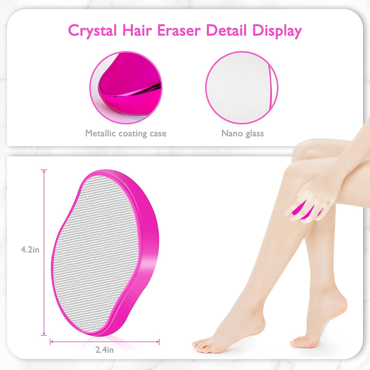 XSOURCE Crystal Hair Remover for Women & Men - Upgraded Nano-Crystalline Dots Technology, Painless & Reusable Hair Removal Stone - Perfect for Facial, Legs, Arms & Bikini Line Hair Removal at Home (Multicolor)