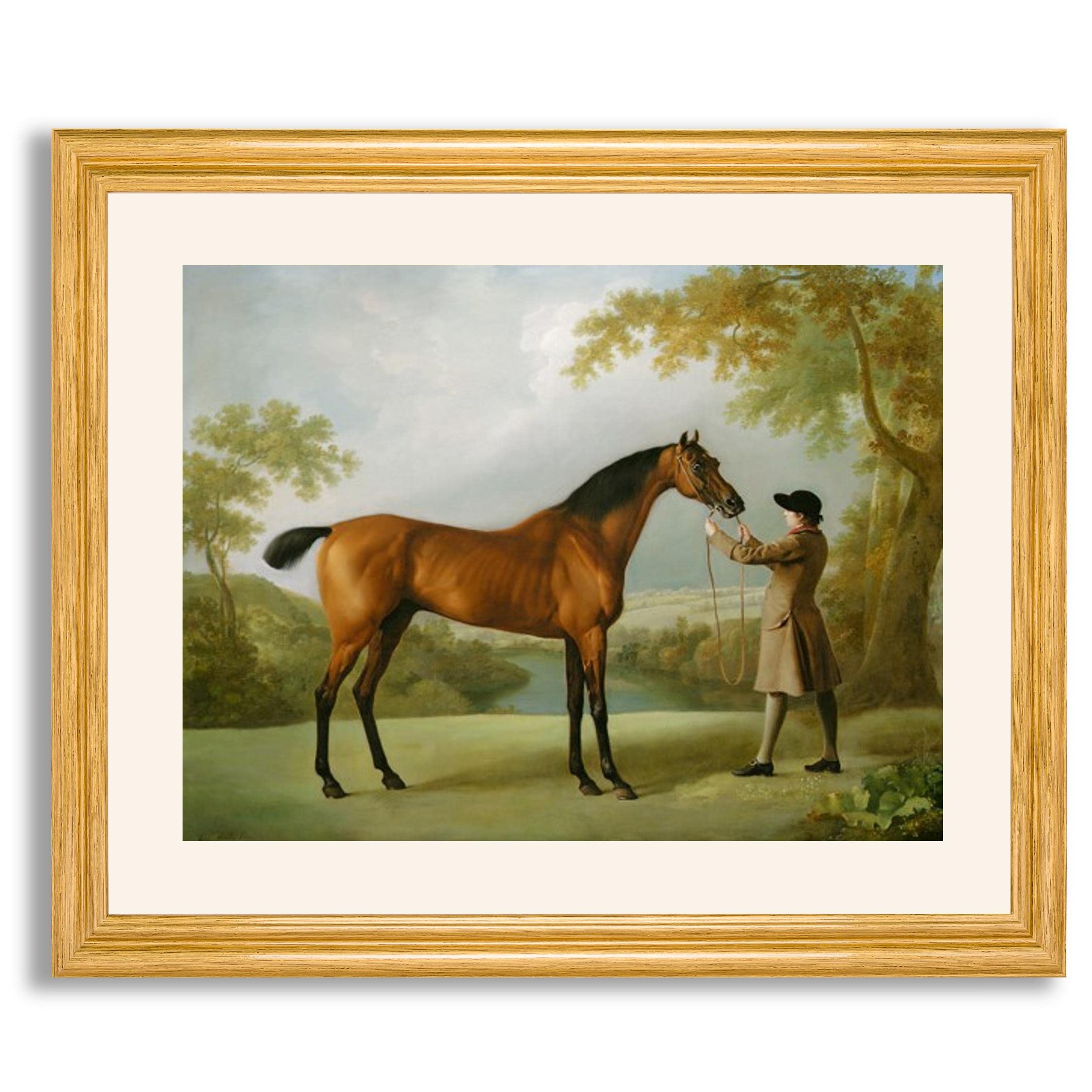 George Stubbs Framed Print - Tristram Shandy Bay Racehorse Fine Art Reproduction | Premium Wood Frame Wall Decor | Home & Office Gallery Artwork | Perfect Gift for Horse Lovers & Equestrian Decor