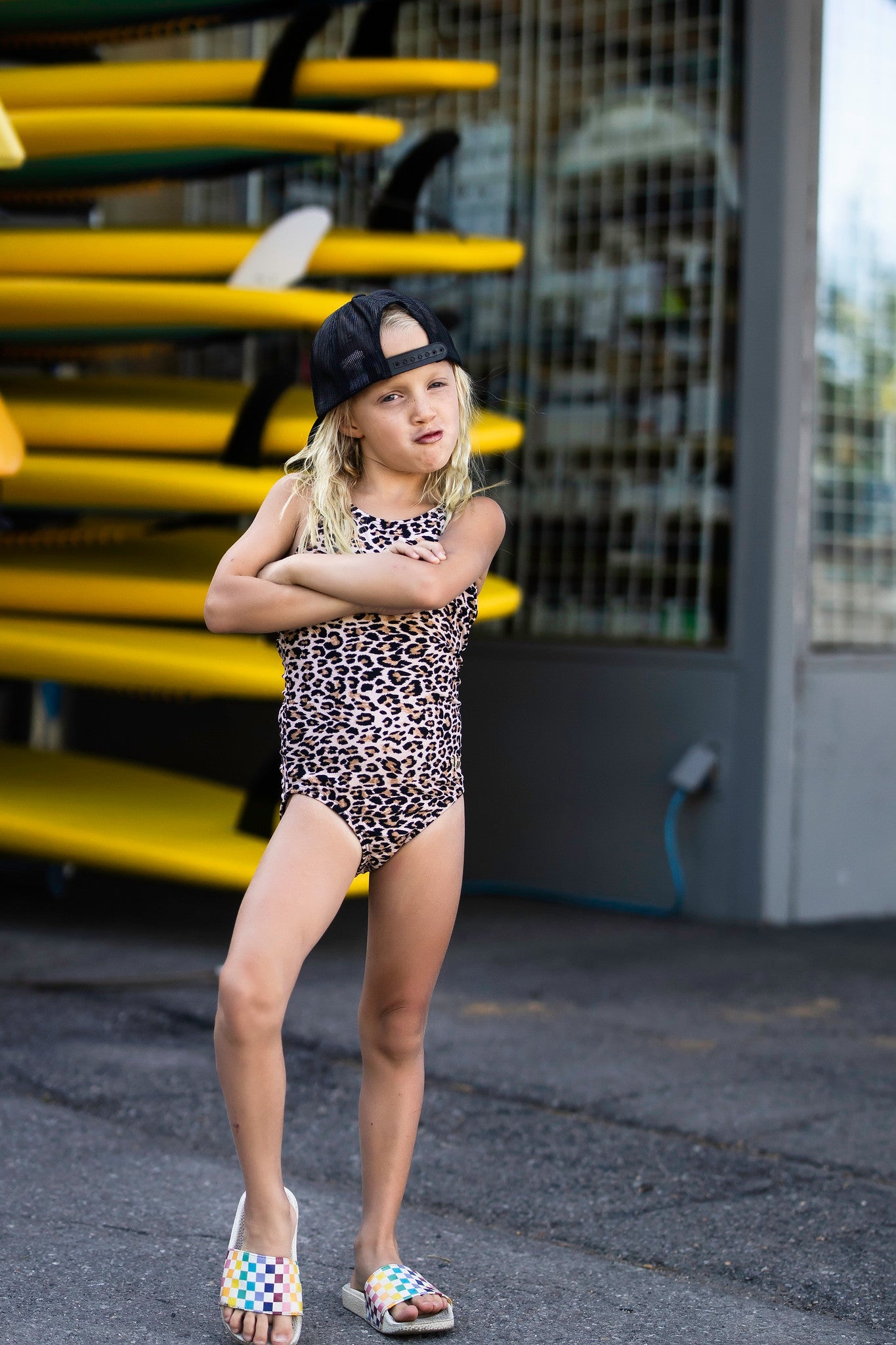 Ashley Leopard Print One-Piece Swimsuit for Little Girls - $32 | Perfect for Beach, Pool, and Summer Vacations