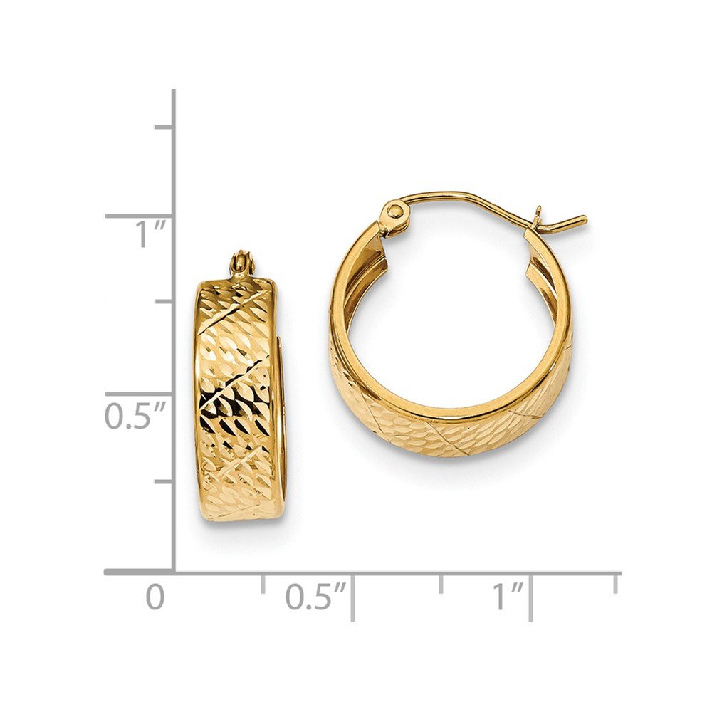 14K Yellow Gold Shiny-Cut Hoop Earrings for Women - Classic Elegant Dangle Hoops for Everyday Wear, Parties & Special Occasions | TF1072