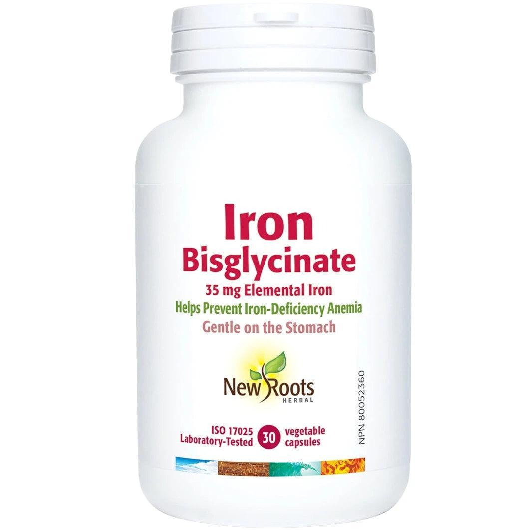 New Roots Iron Bisglycinate 35mg - 30 Vegetarian Capsules - Gentle Iron Supplement for Energy & Immunity - Supports Anemia Relief & Healthy Blood Circulation - Perfect for Vegans & Active Lifestyles
