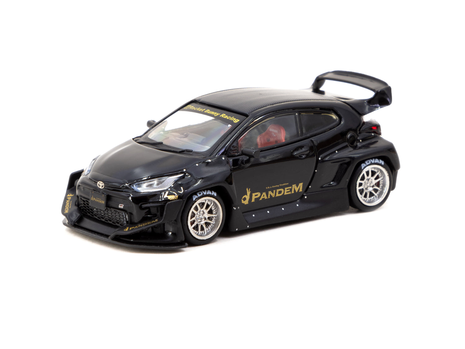 Tarmac Works 1/64 Scale Pandem Toyota GR Yaris Diecast Model Car - Black - ROAD64 Series - Perfect for Collectors, Display, and Racing Scenes