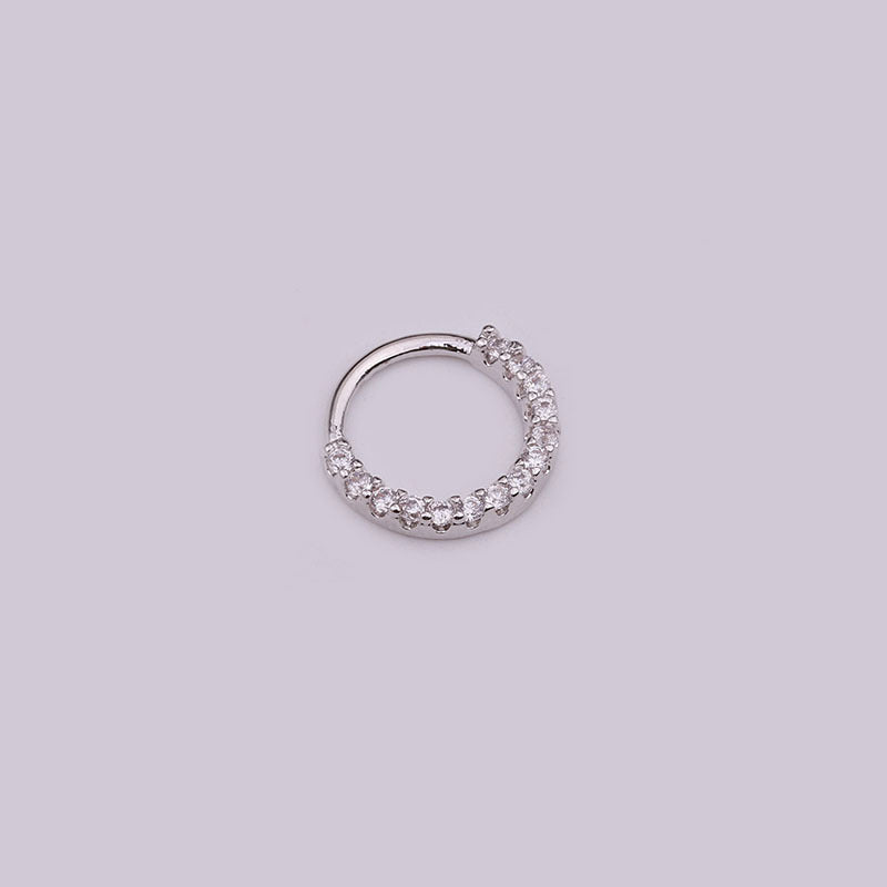 18K Gold Plated 20G Small Hoop Nose Ring with Indian CZ Stones | Septum Piercing Jewelry HSPJ1909 | Perfect for Everyday Wear & Special Occasions