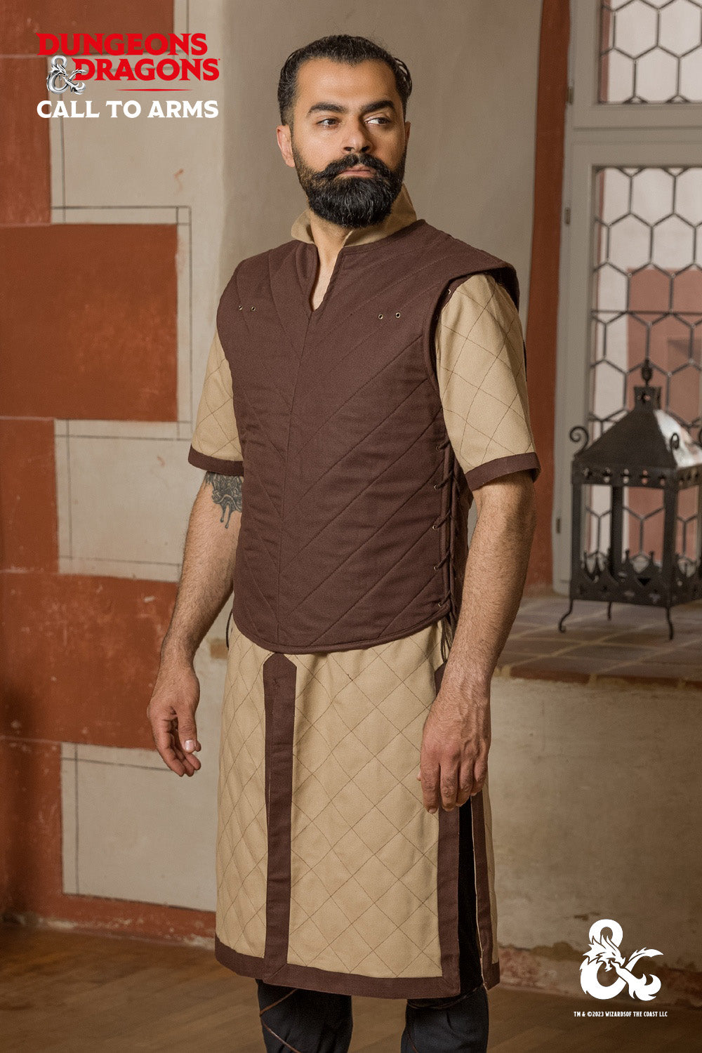 Dungeons & Dragons Fighter Vest Brown - Medieval LARP Costume for Cosplay, Renaissance Fairs & Fantasy Role-Playing Games