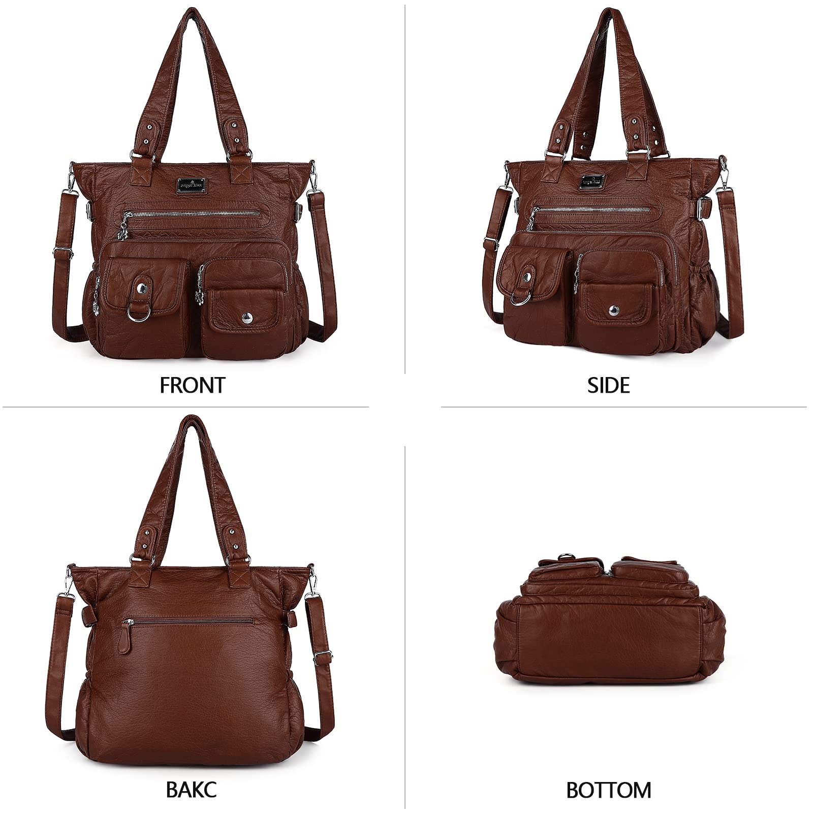 Angelkiss Women's PU Tote Shoulder Bag with Pockets - Perfect for Work & Travel