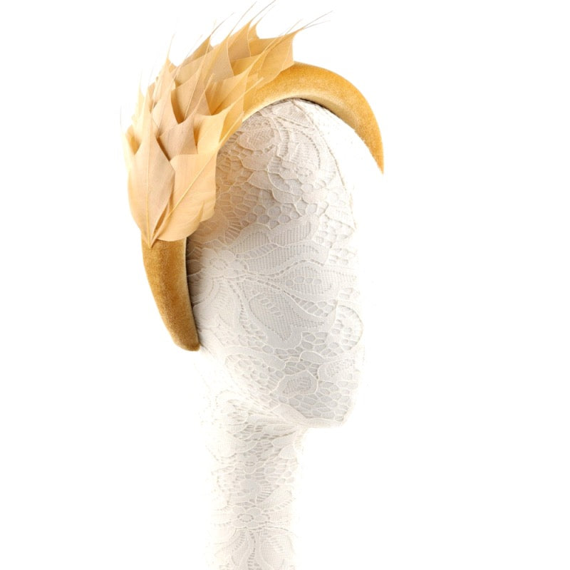 Elegant Gold Feather Fascinator Headband - Wedding, Race Day & Special Occasion Hair Accessory for Brides, Mothers & Guests | Perfect for Bridal Showers, Kentucky Derby & Formal Events