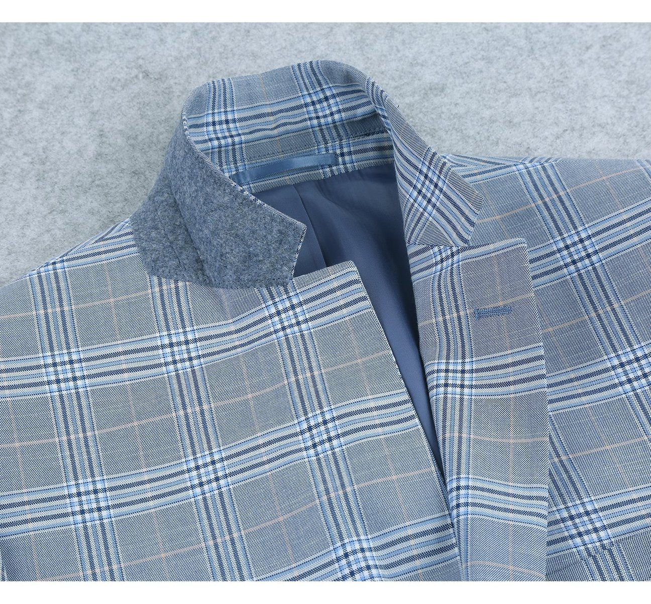Alessandro Vitello by Renoir Light Blue 2-Piece Slim Fit Notch Lapel Stretch Windowpane Suit | Premium Men's Formal Wear for Weddings, Business Meetings & Special Occasions