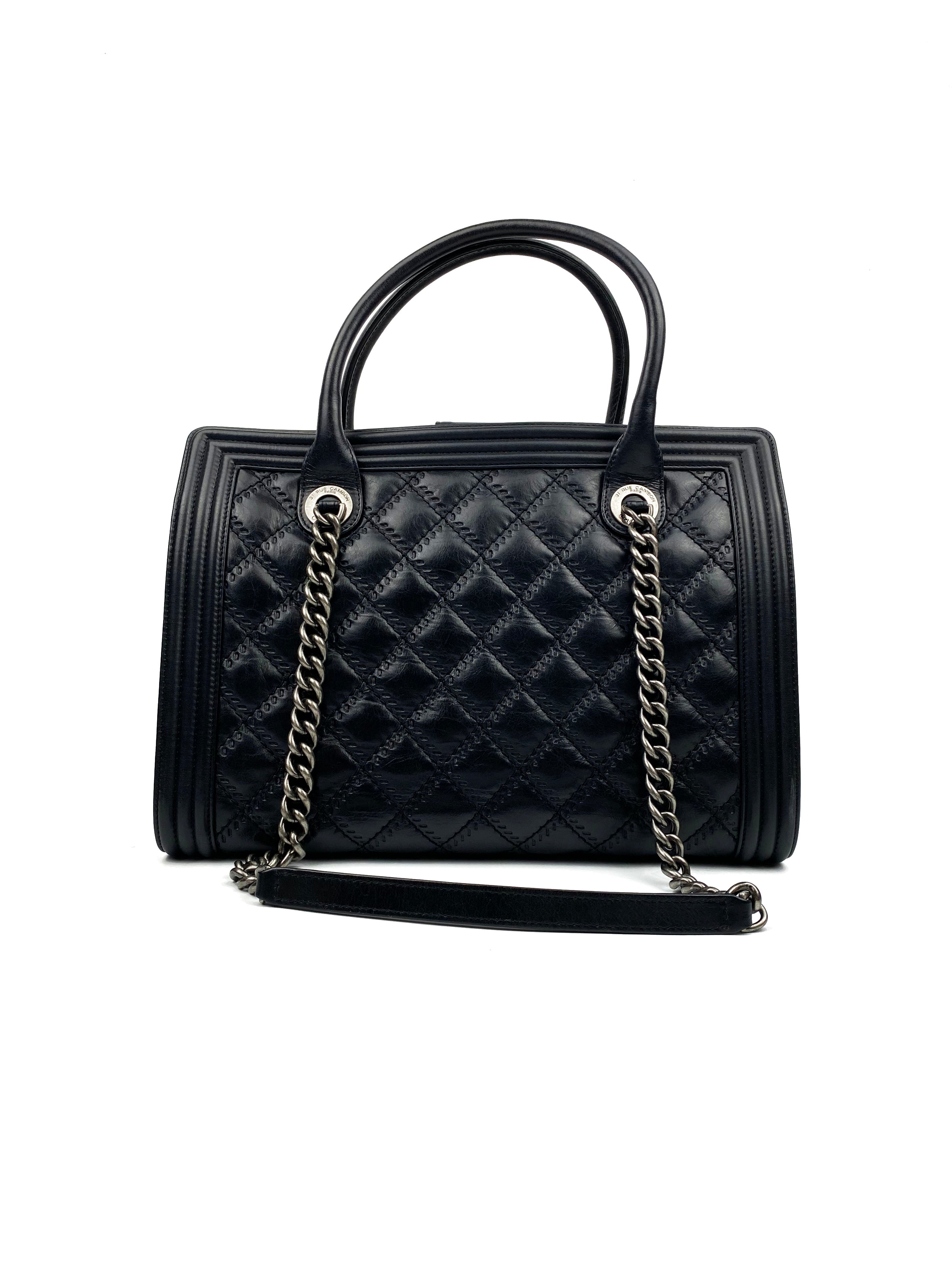Chanel Large Boy Tote Bag in Black Calfskin Leather - Luxury Designer Handbag for Women, Perfect for Work, Travel & Everyday Use