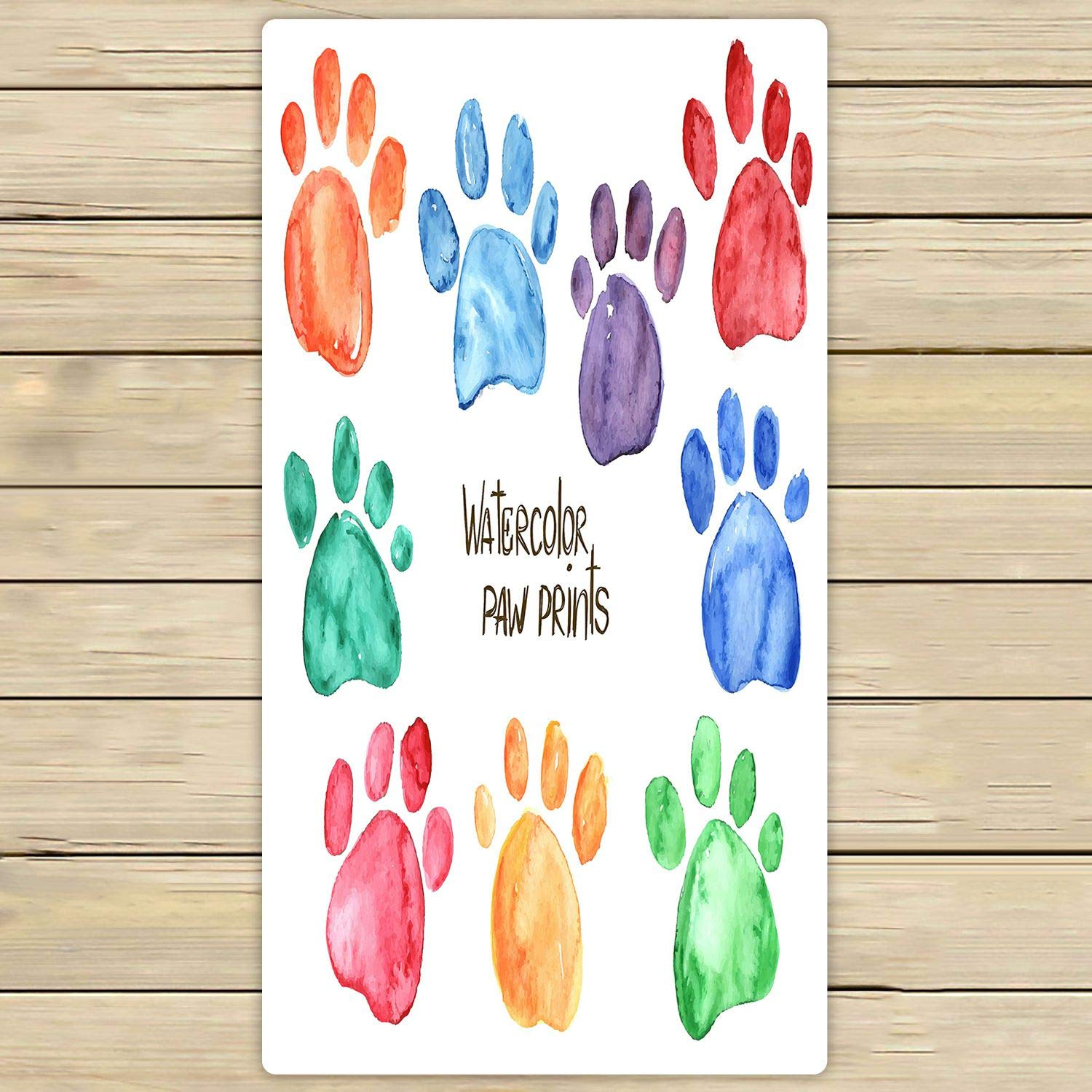 Premium Watercolor Animal Footprints Beach Towel - 30x56 Inch Large Absorbent Quick-Dry Towel for Pool, Bath, Spa, Travel & Sports | Perfect for Beach Outings, Gym Workouts & Vacation Essentials