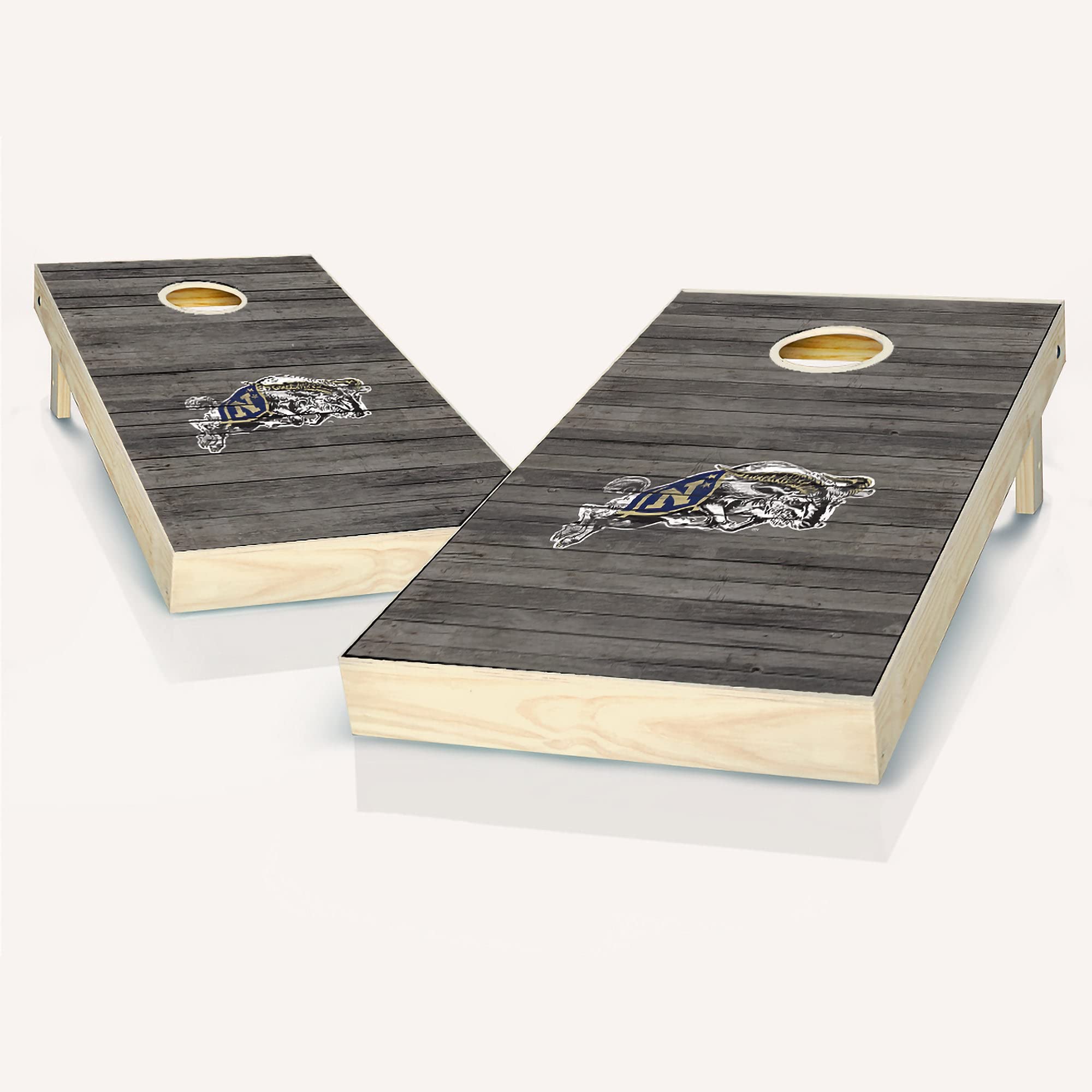 **Premium Navy Distressed Cornhole Game Set - 2 Wooden Boards & 8 Bean Bags for Outdoor Parties, Tailgating, and Backyard Fun**