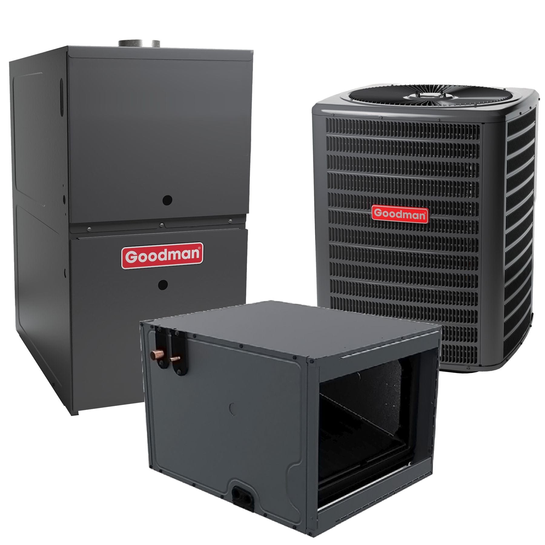 Goodman 1.5 Ton 14.5 SEER2 R-32 2-Stage Variable Speed ECM Air Conditioner with 60,000 BTU 80% AFUE Gas Furnace - Horizontal/Left Right Flow, 17.5