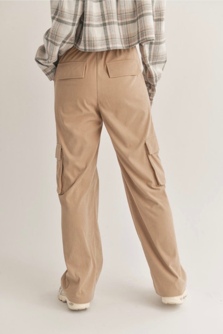 Men's Corduroy Cargo Pants in Taupe - Comfortable Casual Workwear for Outdoor Activities & Street Style Fashion