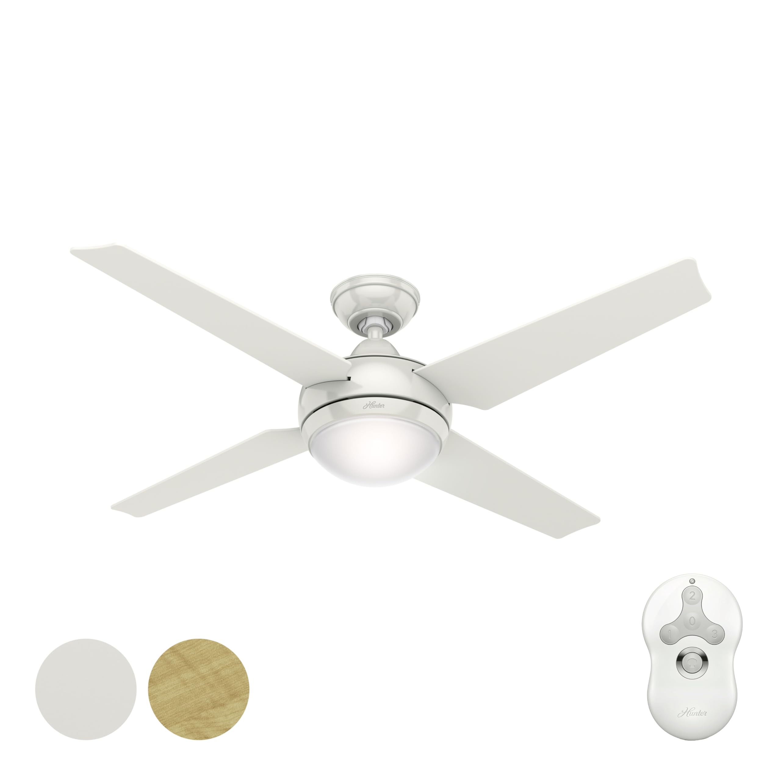 Hunter Fan 52 Inch White Ceiling Fan with Reversible Blades - White/Maple Finish (Renewed) - Perfect for Living Room, Bedroom & Outdoor Spaces