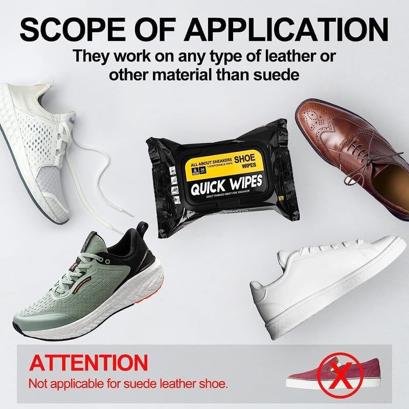 Tinkpin® 80-Pack Shoe Cleaning Wipes - Instant Stain Remover & Dirt Cleaner for Sneakers, Boots & Leather Shoes | Quick-Dry, Non-Toxic Shoe Care Wipes for Travel, Gym & Everyday Use
