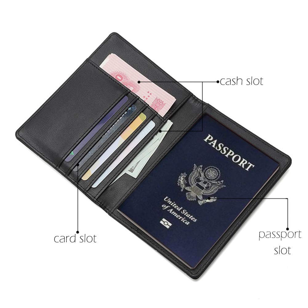 BAKUN RFID Blocking Leather Travel Wallet & Passport Holder - Family Document Organizer with Card Slots, Coffee Brown | Perfect for Airports, Vacations & International Trips