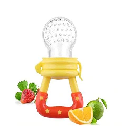 Silicone Food/Fruit Nibbler, Soft Pacifier/Feeder for Baby (Yellow)