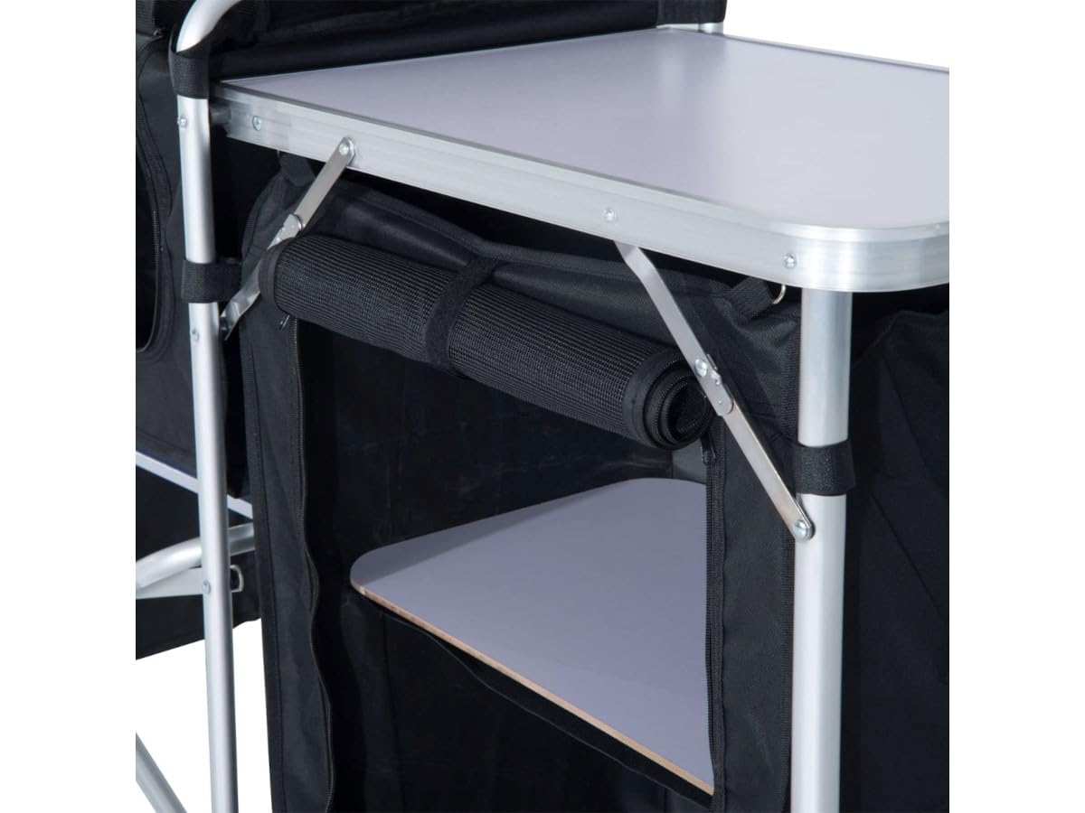 6 Inch Aluminum Portable Fold-Up Camping Kitchen with Windscreen & 5 Cupboards - Compact Outdoor Cook Station for BBQ, Picnic, RV, Backyard & Tailgating | Perfect for Camping, Hiking & Outdoor Adventures