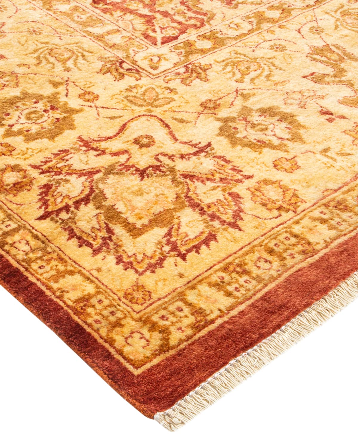 Handmade Traditional Floral Mogul Pink Wool Area Rug 6x9 - One of a Kind Hand Knotted Solo Rugs for Living Room, Bedroom & Home Decor