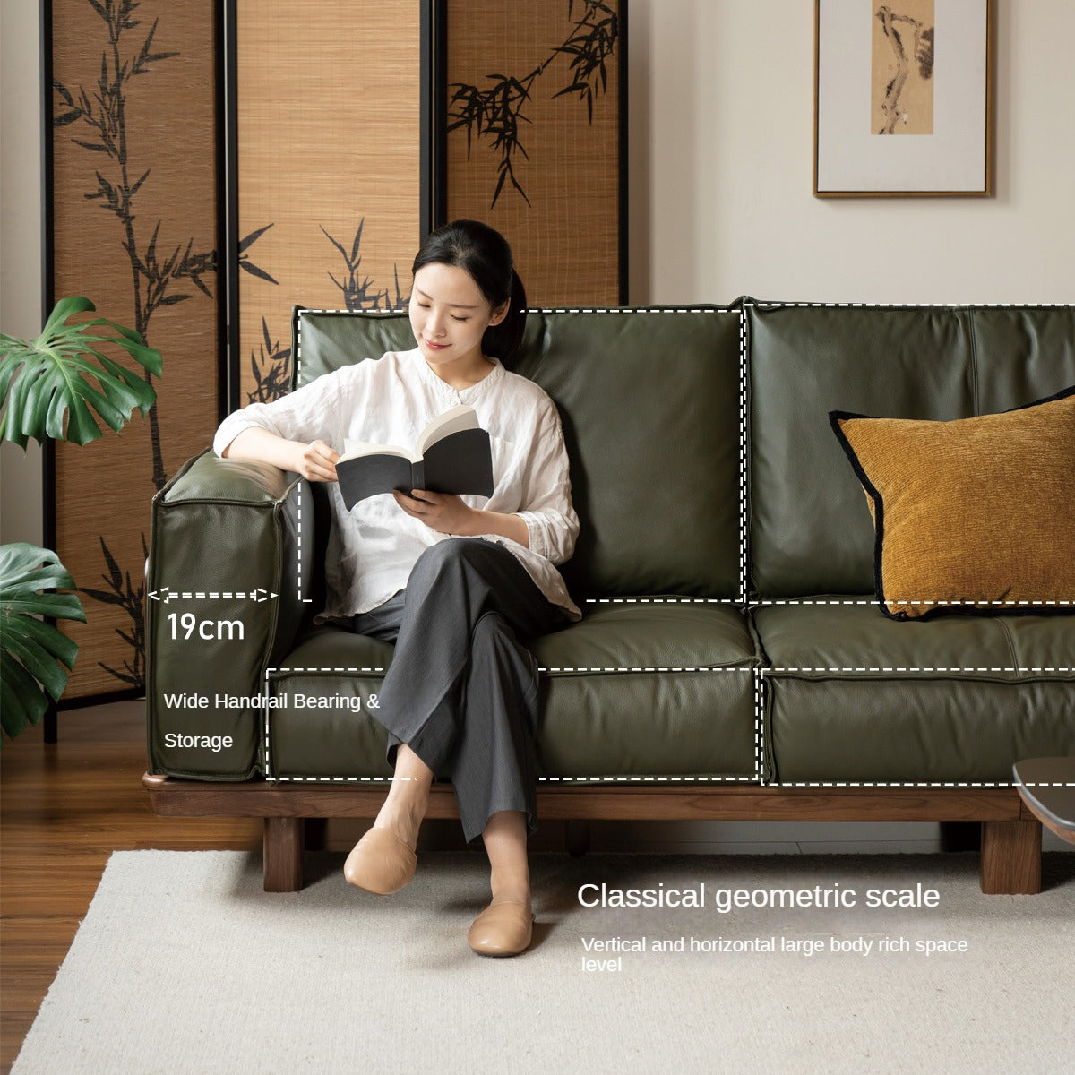 Premium Black Walnut Solid Wood Leather Sofa - Handcrafted Luxury Sofa for Living Room, Office & Lounge - Durable & Stylish Modern Furniture for Home Decor