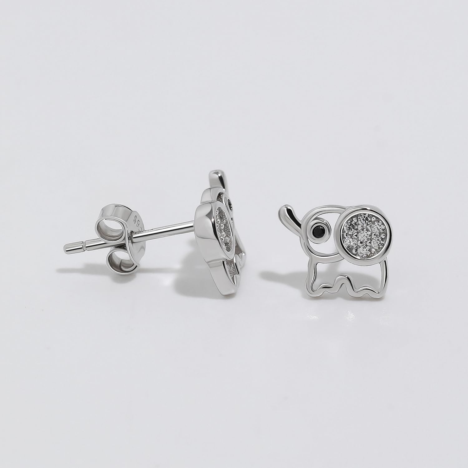 Meissa Sterling Silver Elephant Stud Earrings for Girls - Cute Animal Jewelry, Rose Gold Plated Studs, Novelty Earrings Gift for Kids, Women | Perfect for Birthdays, Parties & Everyday Wear