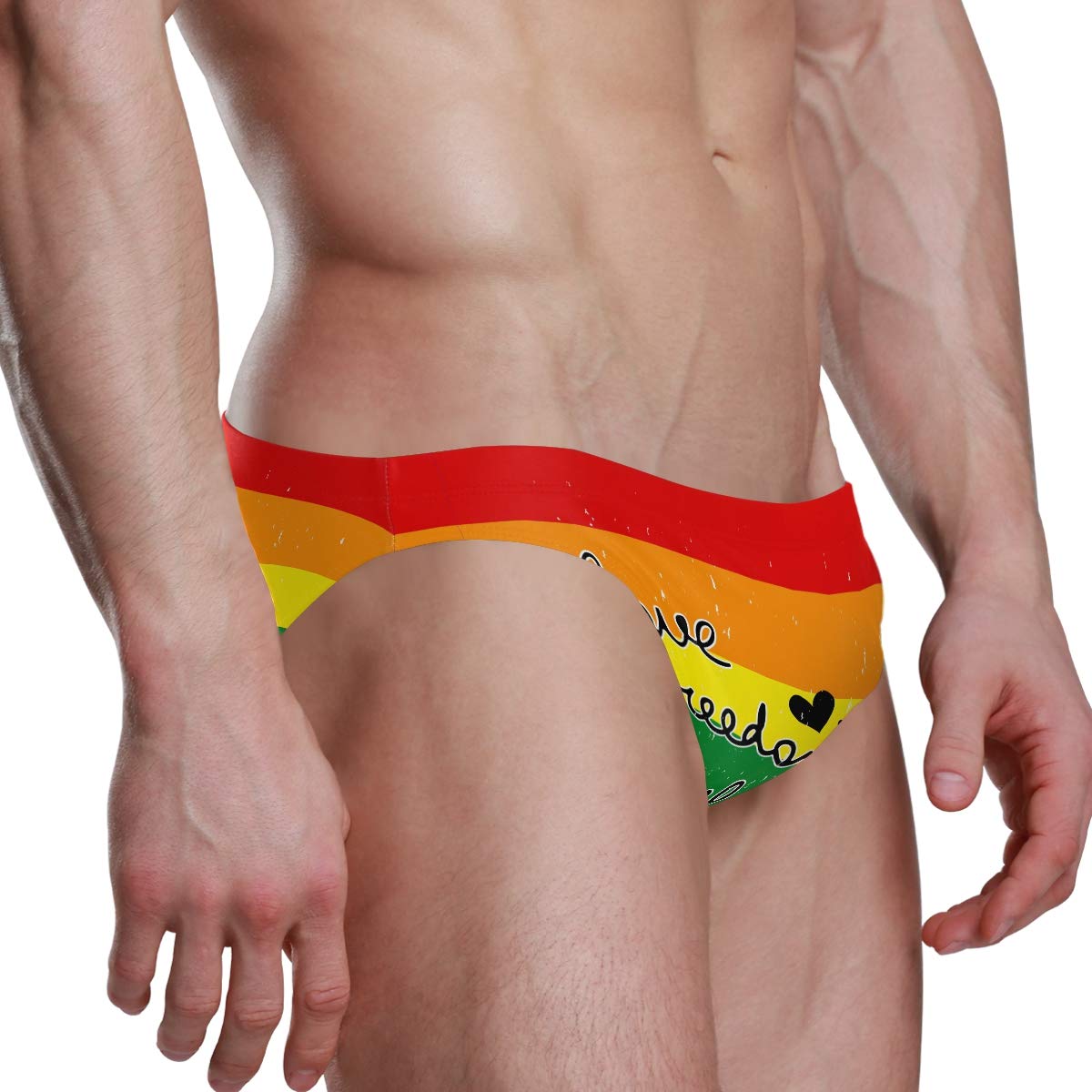 Rainbow Pride Swim Brief for Men - 3XL Beach Bikini Underwear for Big Men