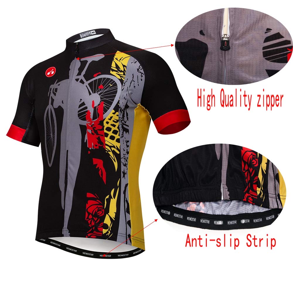 JPOJPO Men's Cycling Jersey - Breathable Short Sleeve Bike Shirt with 3 Back Pockets | Moisture-Wicking Bicycle Clothing for Road & Mountain Biking | Perfect for Summer Cycling, Commuting & Outdoor Sports