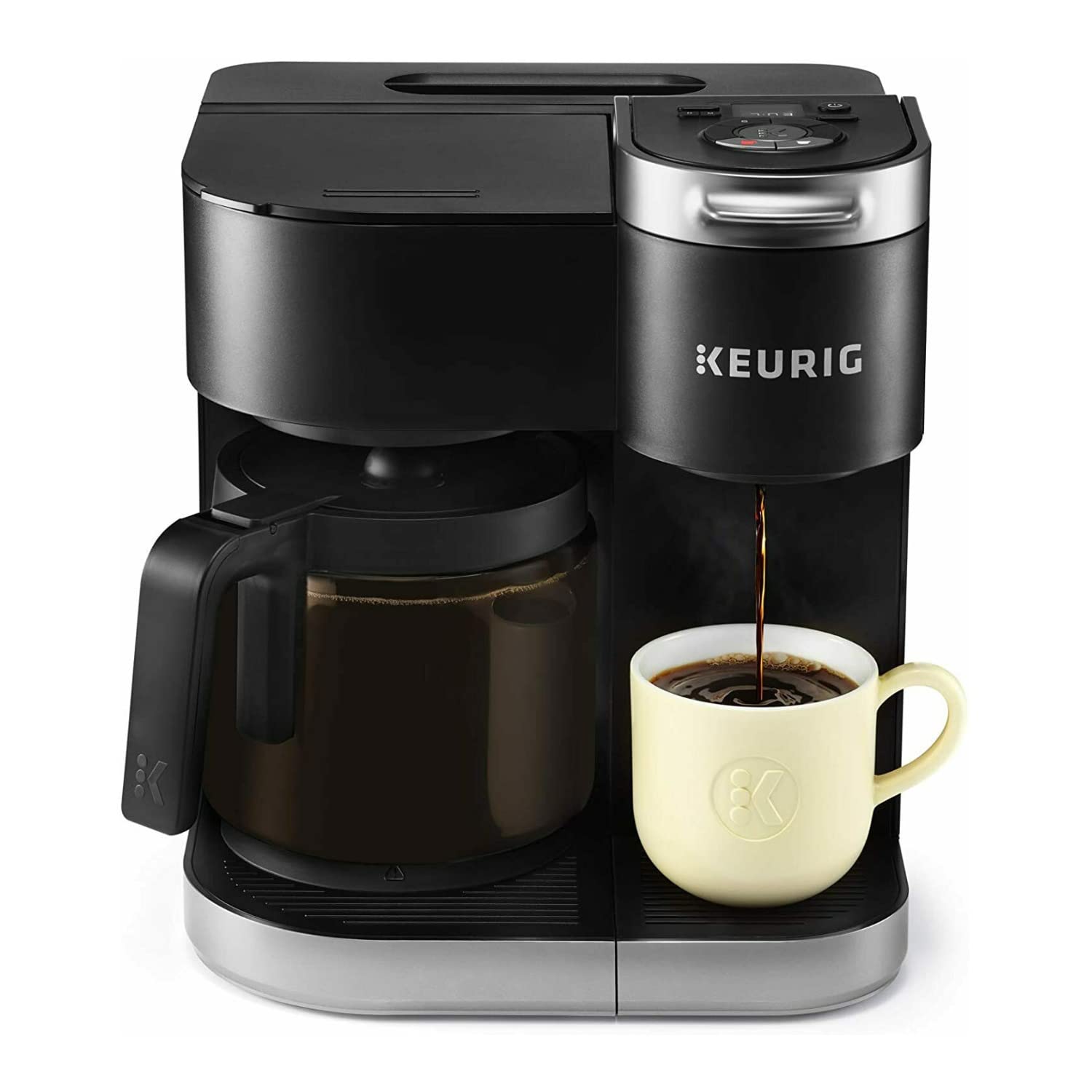 Keurig K-Duo Single Serve & Carafe Coffee Maker with Ground Coffee and 12 K-Cup Pods Bundle (3 Items) - Perfect for Home, Office and Entertaining