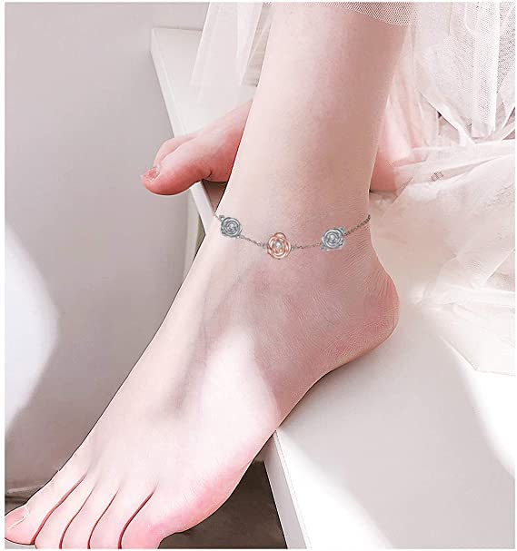 CRMAD Moonstone Sterling Silver Anklet for Women - Moon, Star, Daisy & Celtic Charm Designs | Irish Jewelry for Beach, Boho Style & Everyday Wear