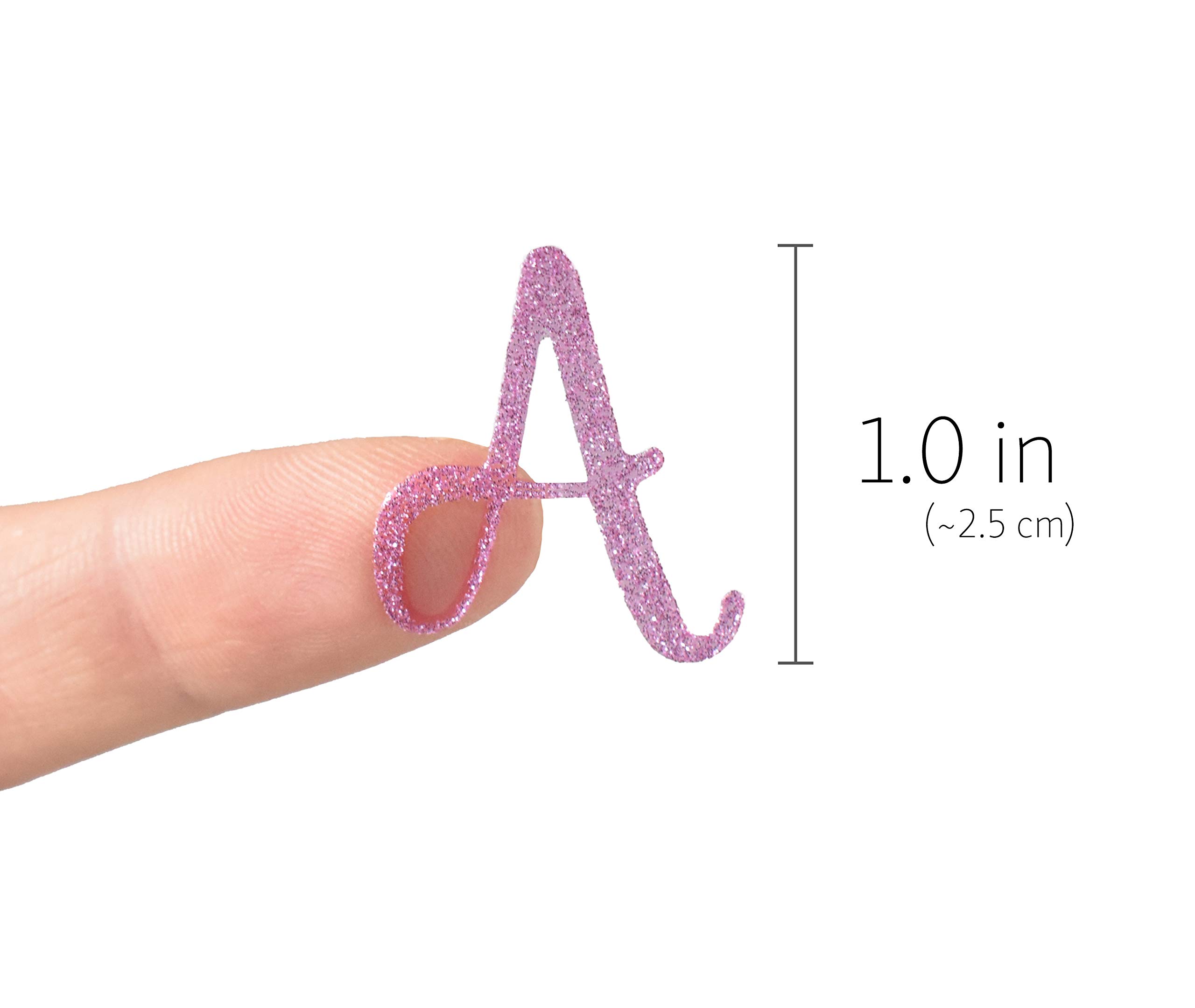 Pink Glitter Cursive Alphabet Letter and Number Stickers - Self-Adhesive Decorative Vinyl Stickers for Scrapbooking, Journals, Planners, and DIY Crafts