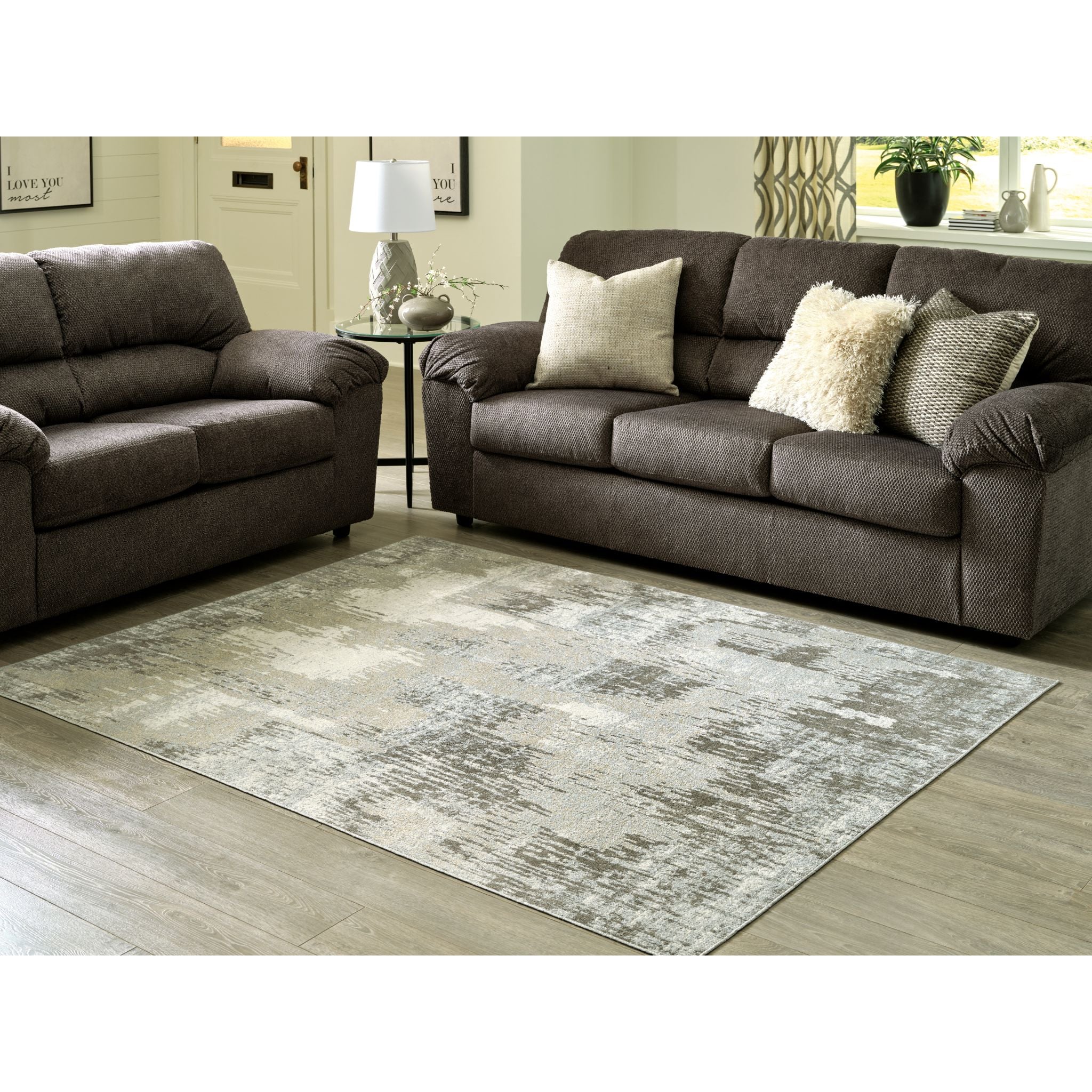 Arriston Soft Plush Area Rug - Non-Slip Modern Living Room Carpet for Home Decor, Bedroom, Office - 5x7 Feet Grey