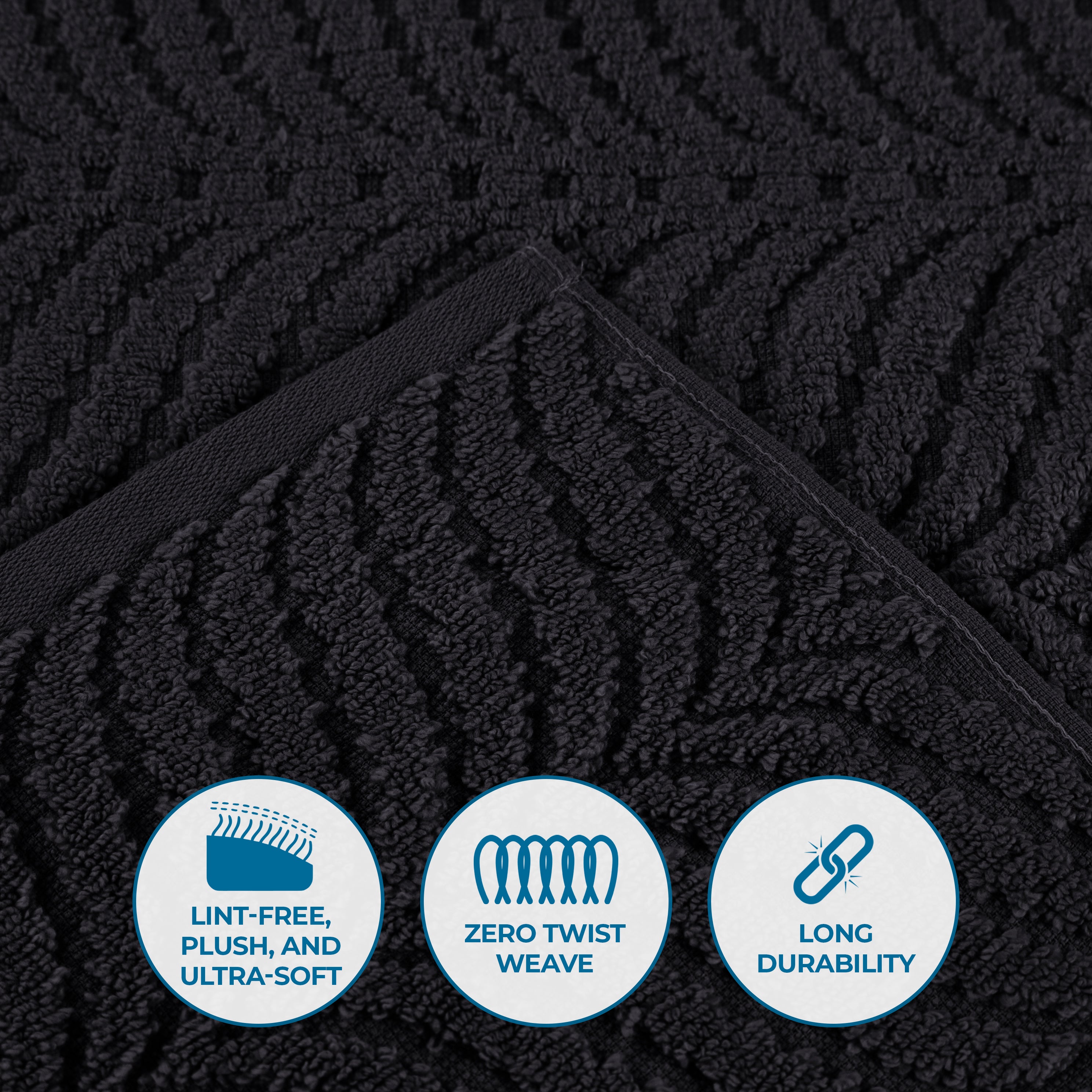 Premium 100% Zero Twist Cotton Hand Towels - Set of 6 | Soft & Absorbent Solid & Jacquard Chevron Design | Perfect for Bathroom, Kitchen & Guest Use