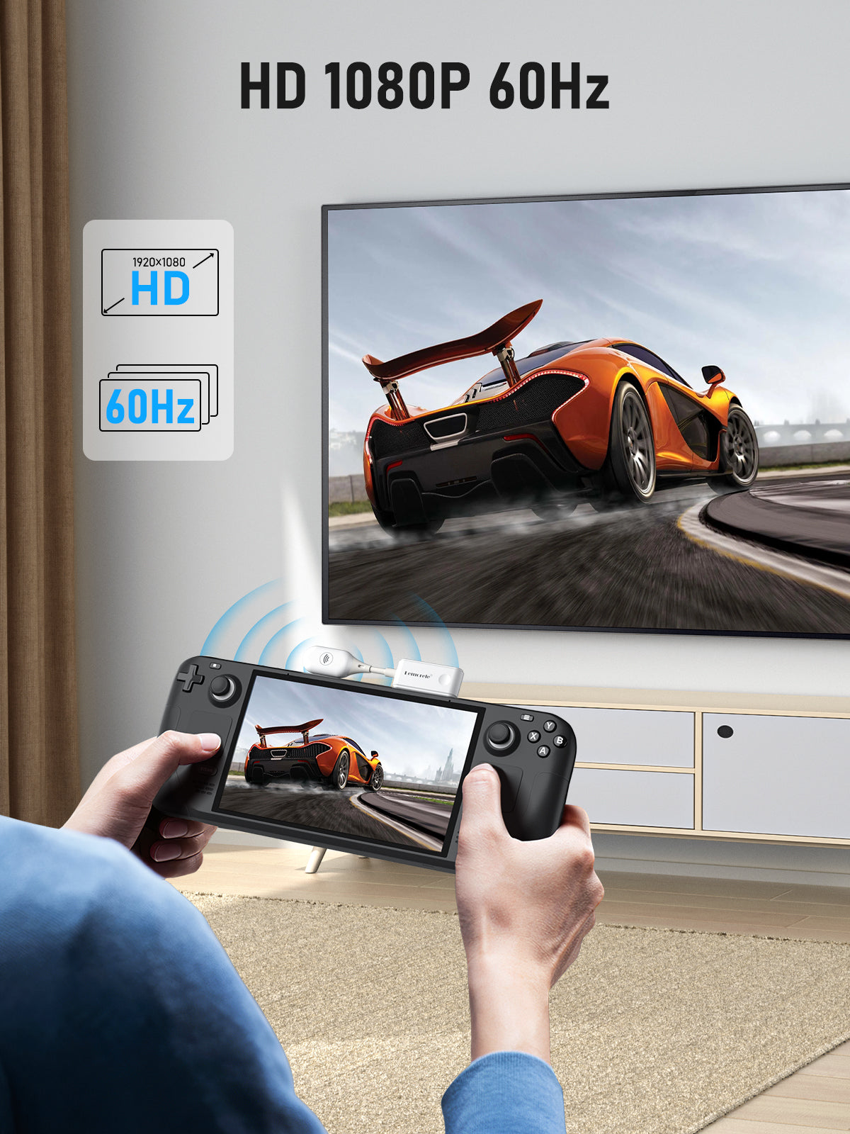 LEMORELE™ P5 1080P HDMI Wireless Video Transmitter and Receiver Kit - Stream HD Content to TV, Projector, or Monitor for Home Theater, Gaming, and Presentations