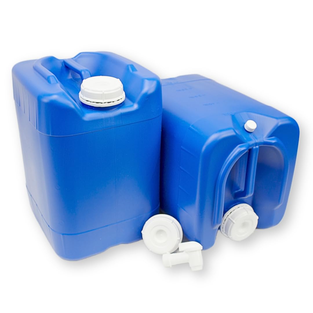5-Gallon Stackable Water Storage Containers with Lids & Spigots - Emergency Water Supply for Camping, RV, Disaster Preparedness - Easy Fill, Survival Kit Essential - 30 Gallon (6 Tanks Set) - Perfect for Outdoor Adventures and Emergency Preparedness