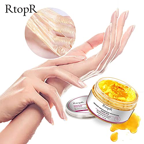RtopR Mango Hand Mask & Wax - Whitening, Moisturizing, Repairing, Exfoliating Cream for Calluses & Anti-Aging | Perfect for Spa Nights, Dry Skin Care & At-Home Hand Treatments